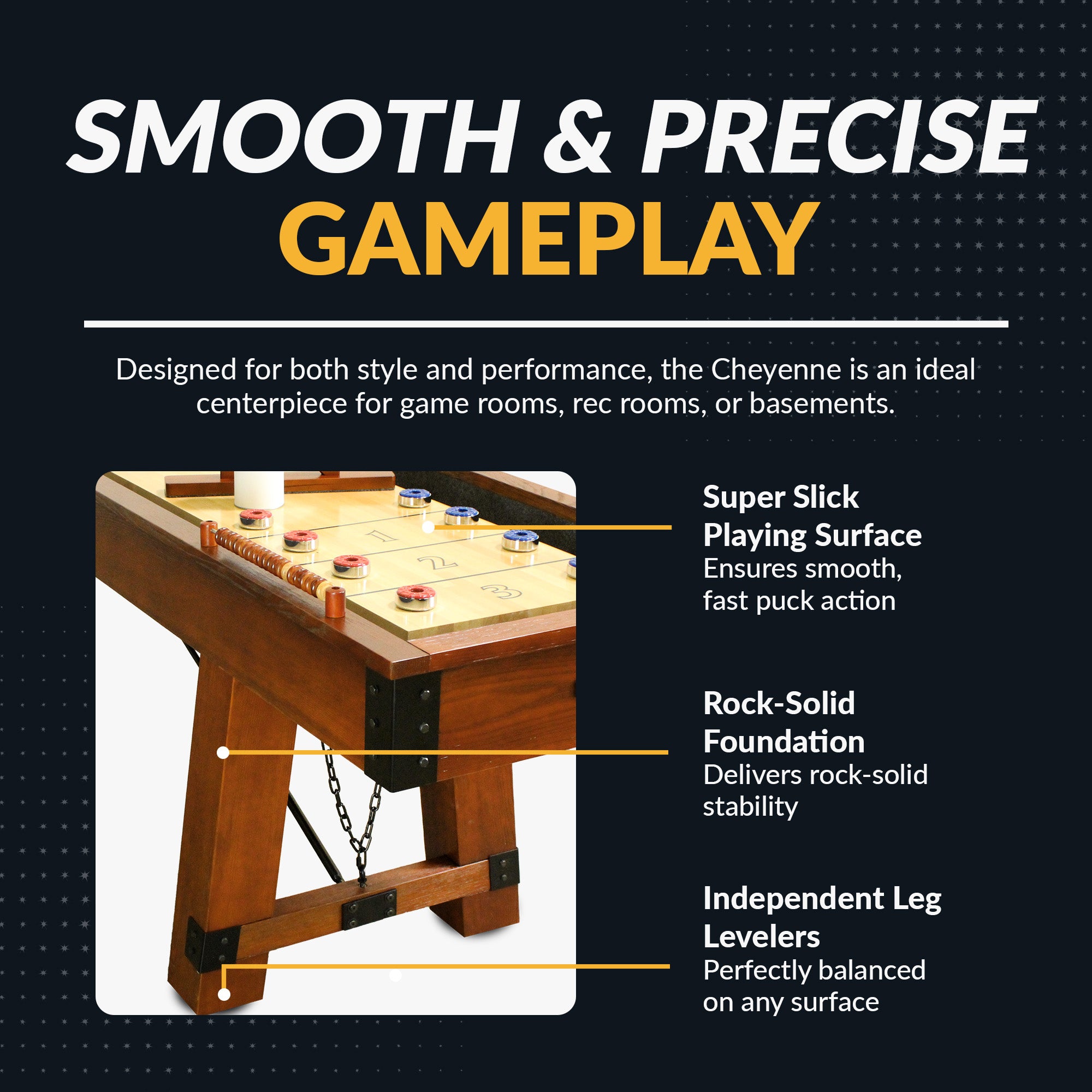 Cheyenne 12-ft Shuffleboard Table - Rustic Oak Finish - image 4