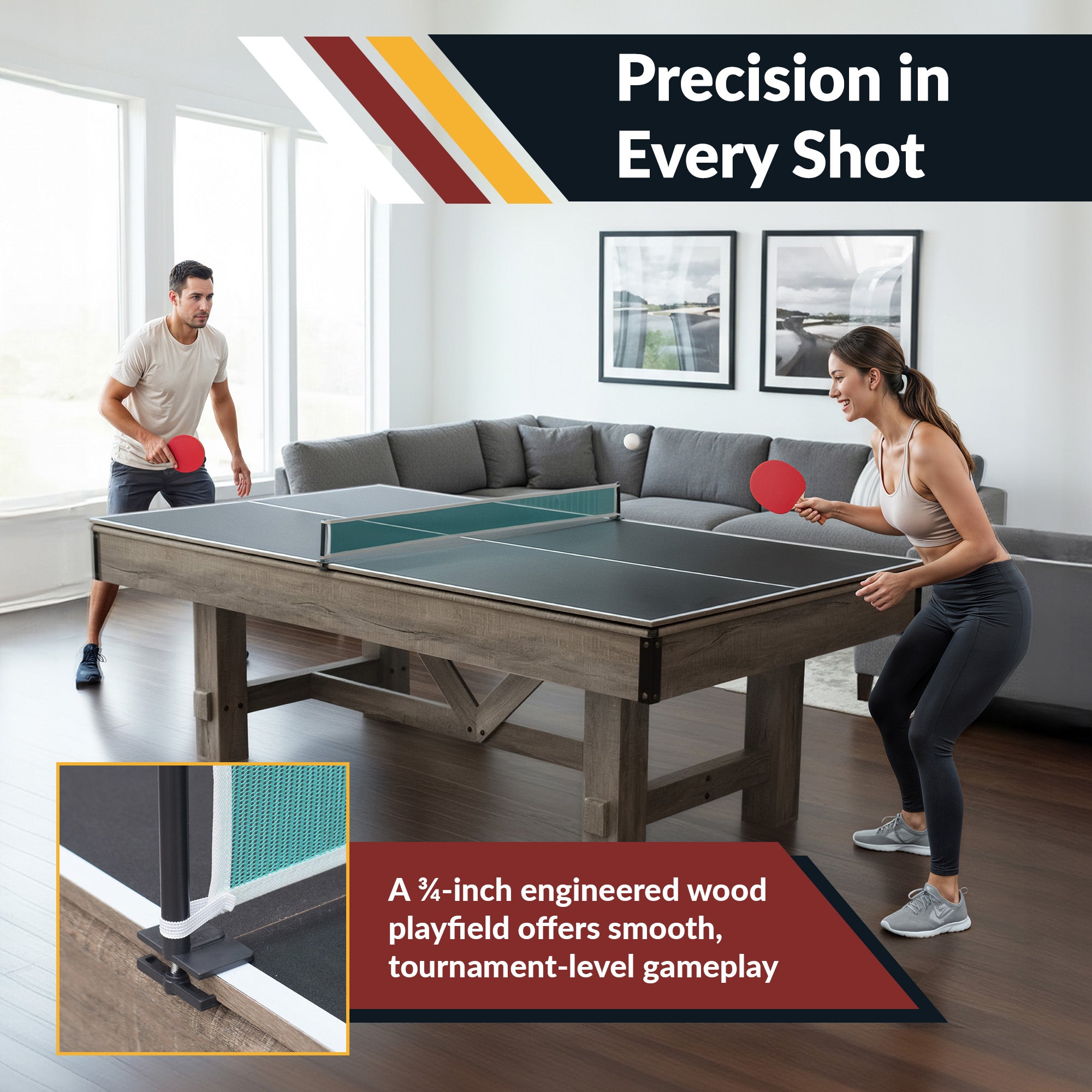 Logan 7-ft Pool Table Combo Set with Benches - Rustic Gray with Blue Felt - image 6