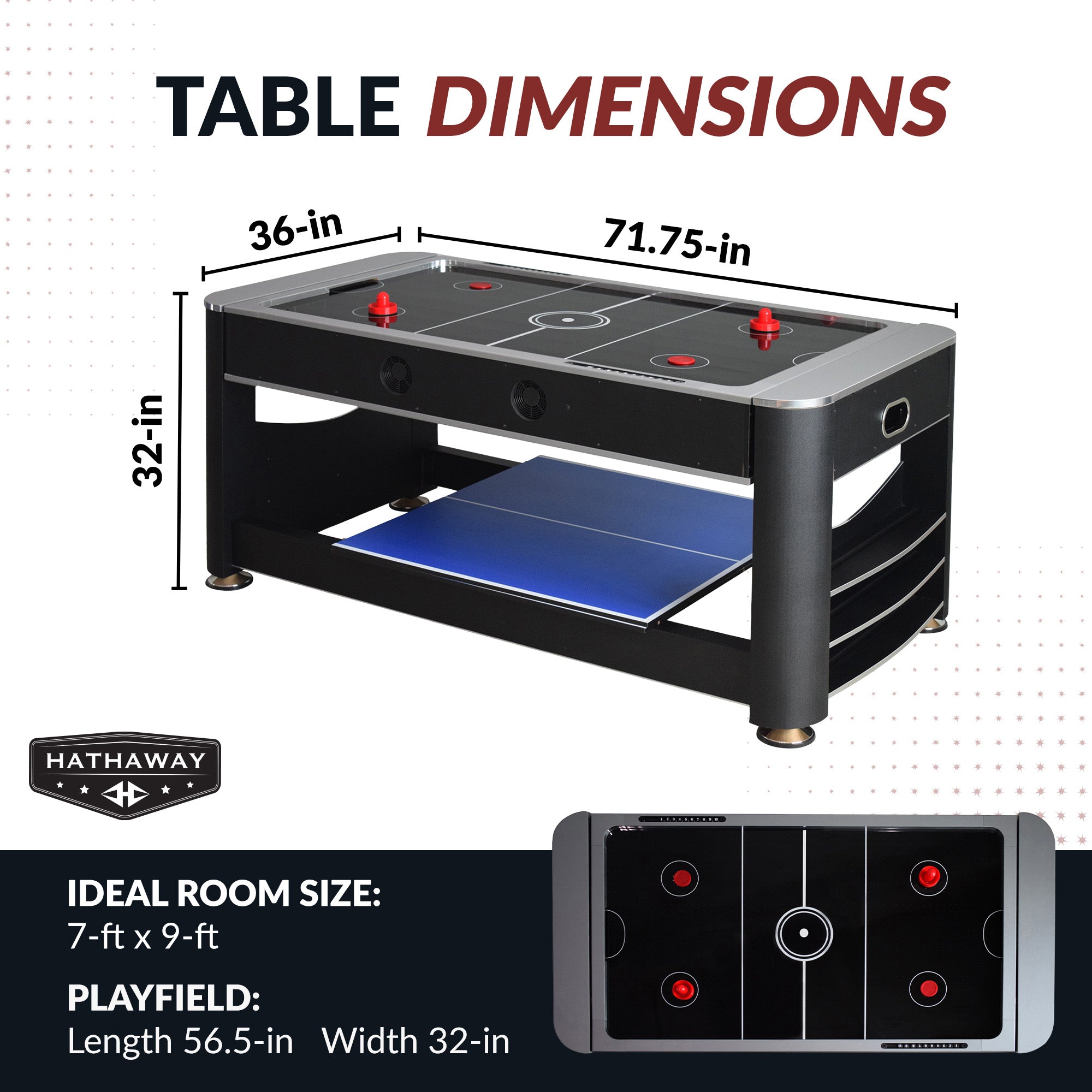Triple Threat 6-ft Air Hockey 3-in-1 Rotating Multi-Game Table and Cabinet - image 3