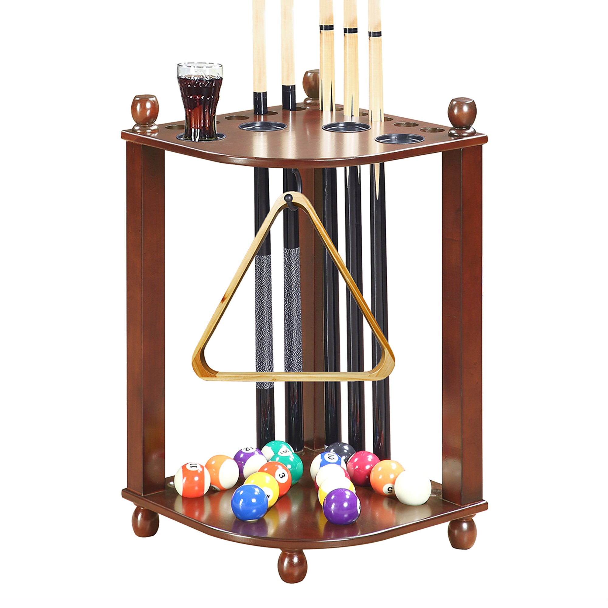Regent 28-in Corner Floor Billiard Cue Rack - Walnut Finish