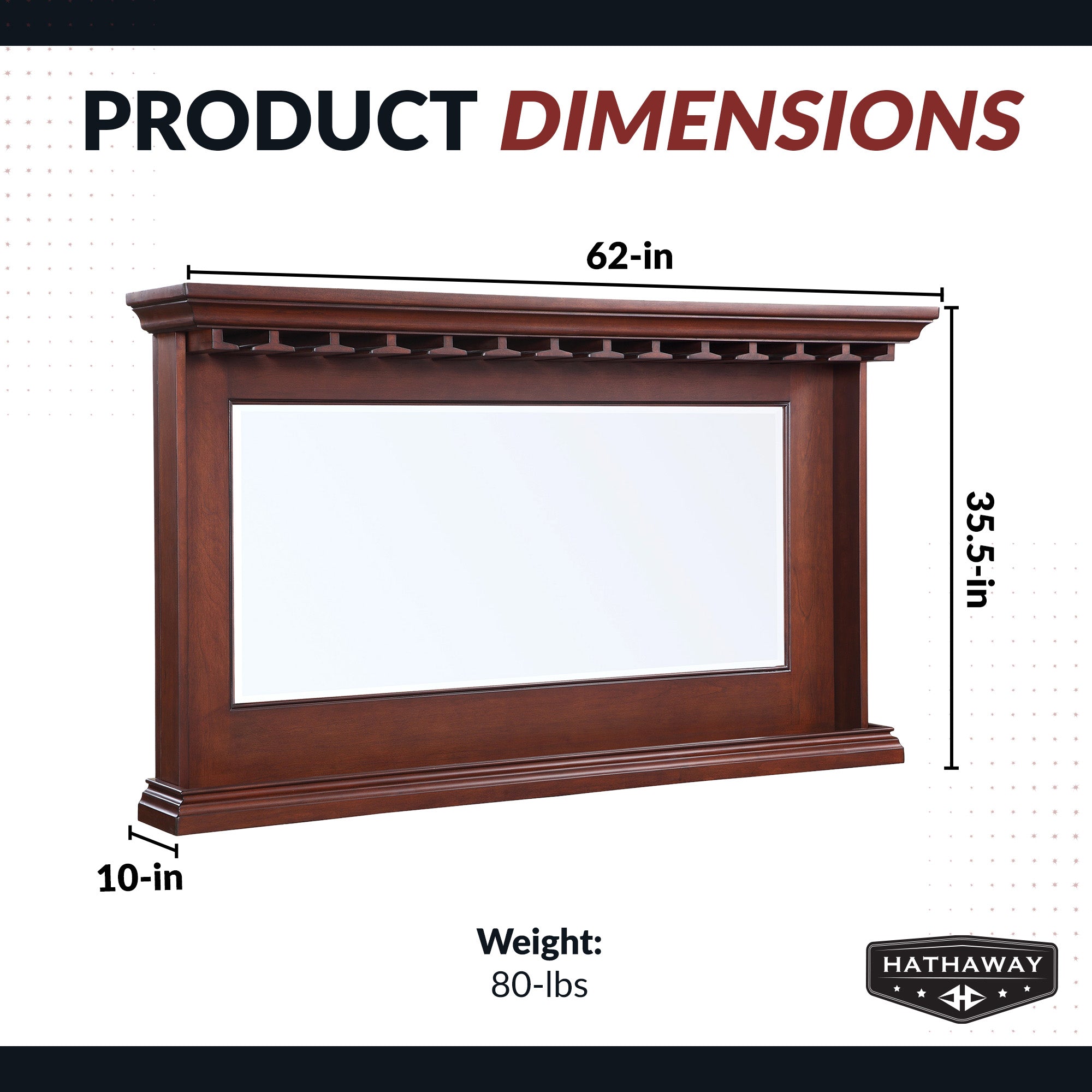 Seville 62-in Hardwood Back Bar Mirror - Mahogany Finish - image 3