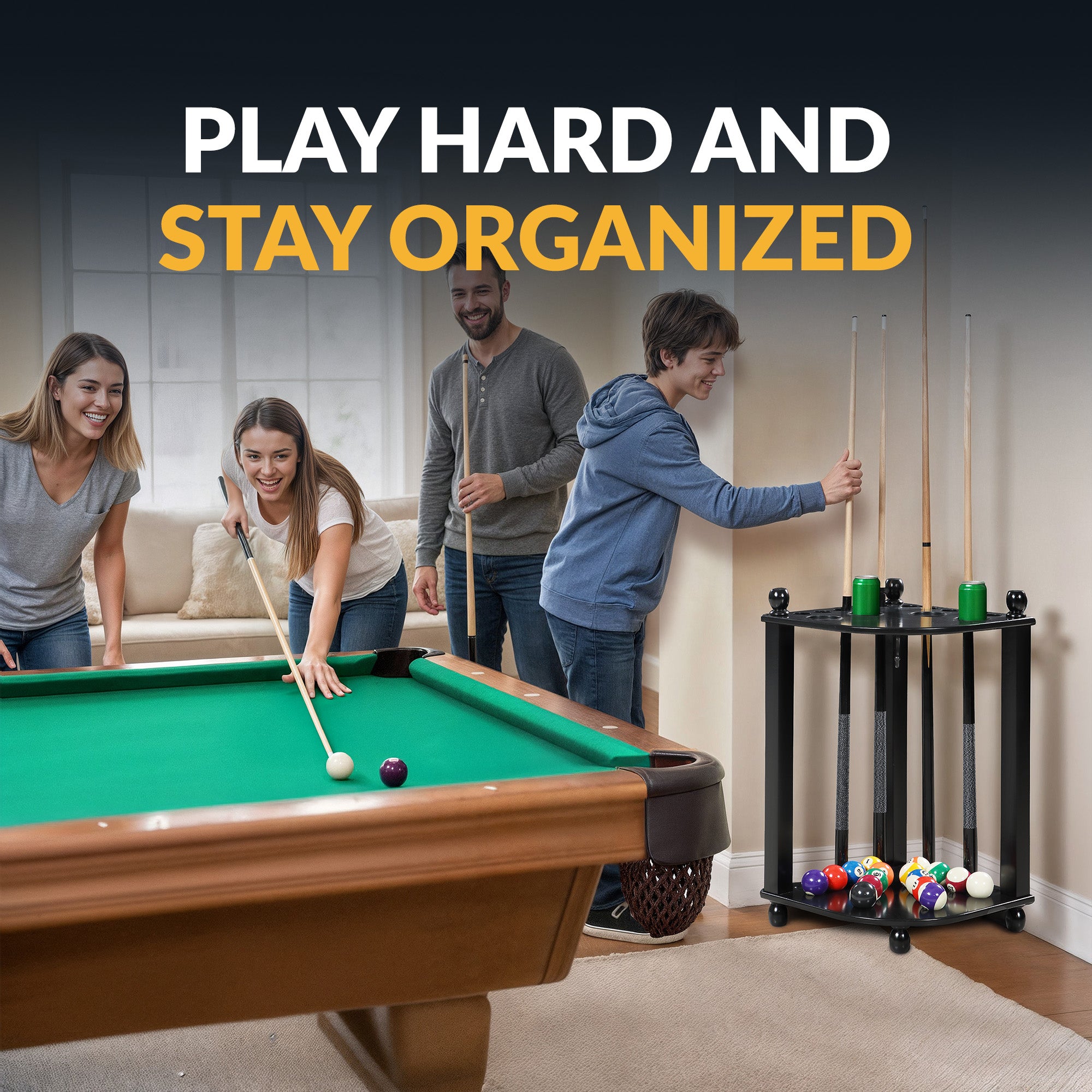 Regent 28-in Corner Floor Billiard Cue Rack - Black Finish - image 5