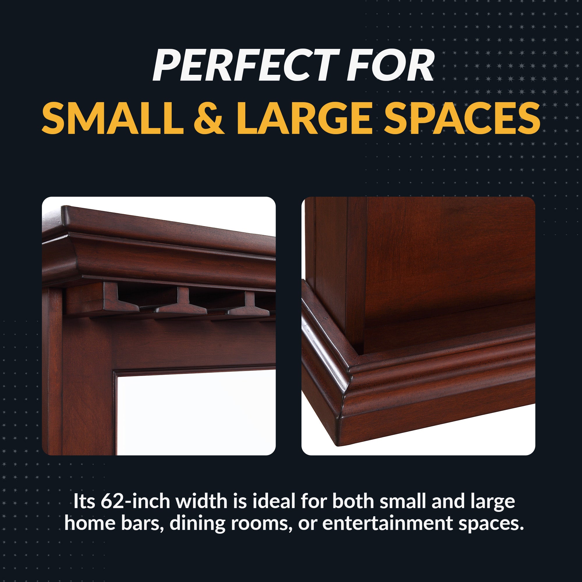 Seville 62-in Hardwood Back Bar Mirror - Mahogany Finish - image 6
