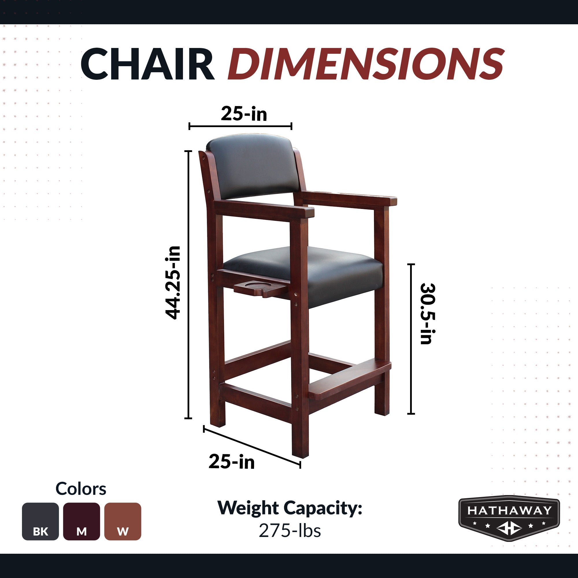 Cambridge 30-in High Top Spectator Chair - Walnut Finish - image 3