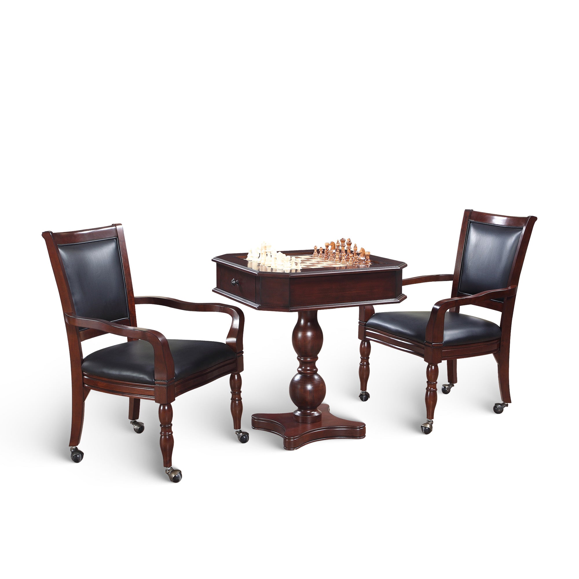 Fortress 28-in Chess 3-in-1 Pedestal Game Table Set with Chairs - image 2