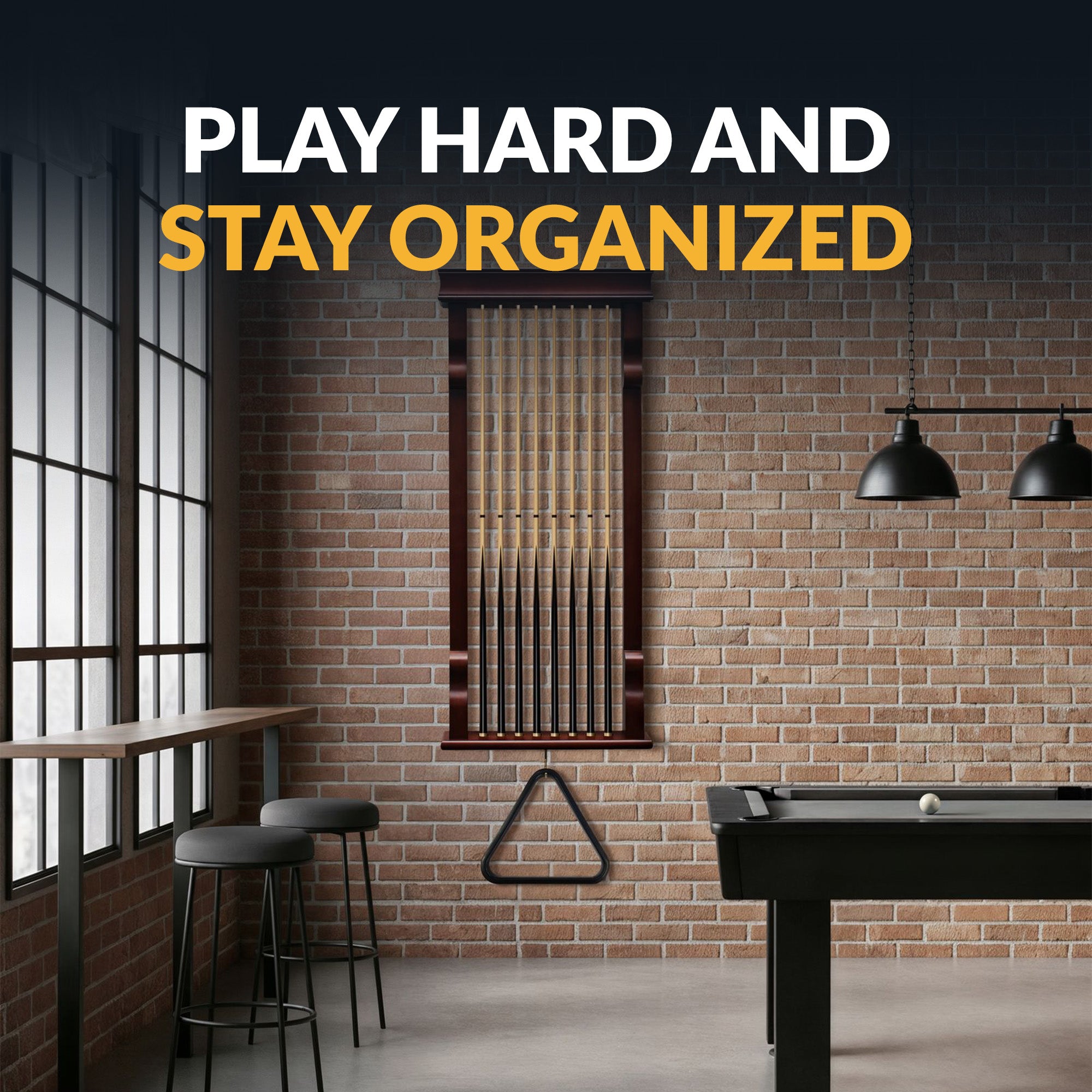 Vintage Wall Billiard Cue Rack - Mahogany Finish - image 5