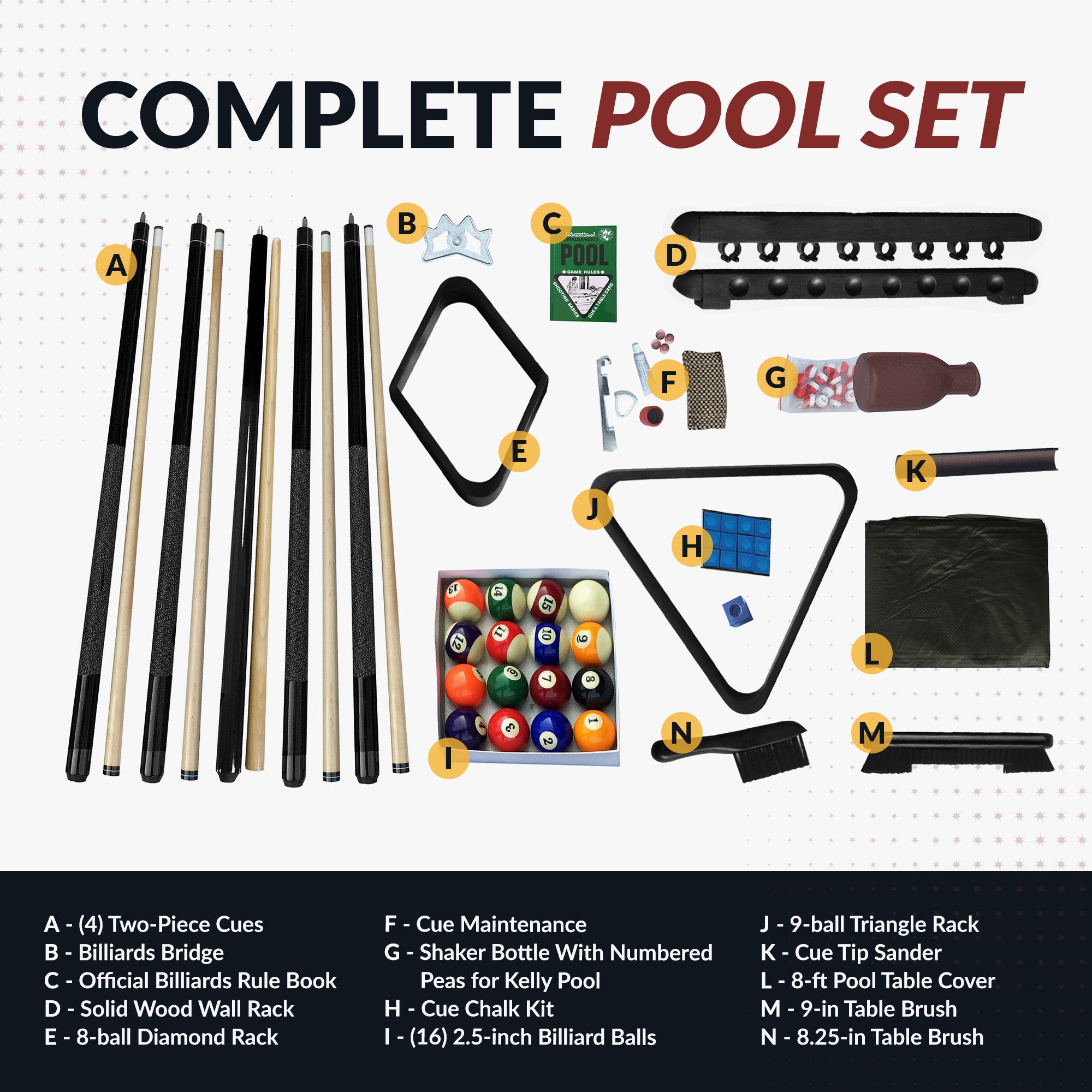 Deluxe Billiards Accessory Kit - Black Finish - image 3