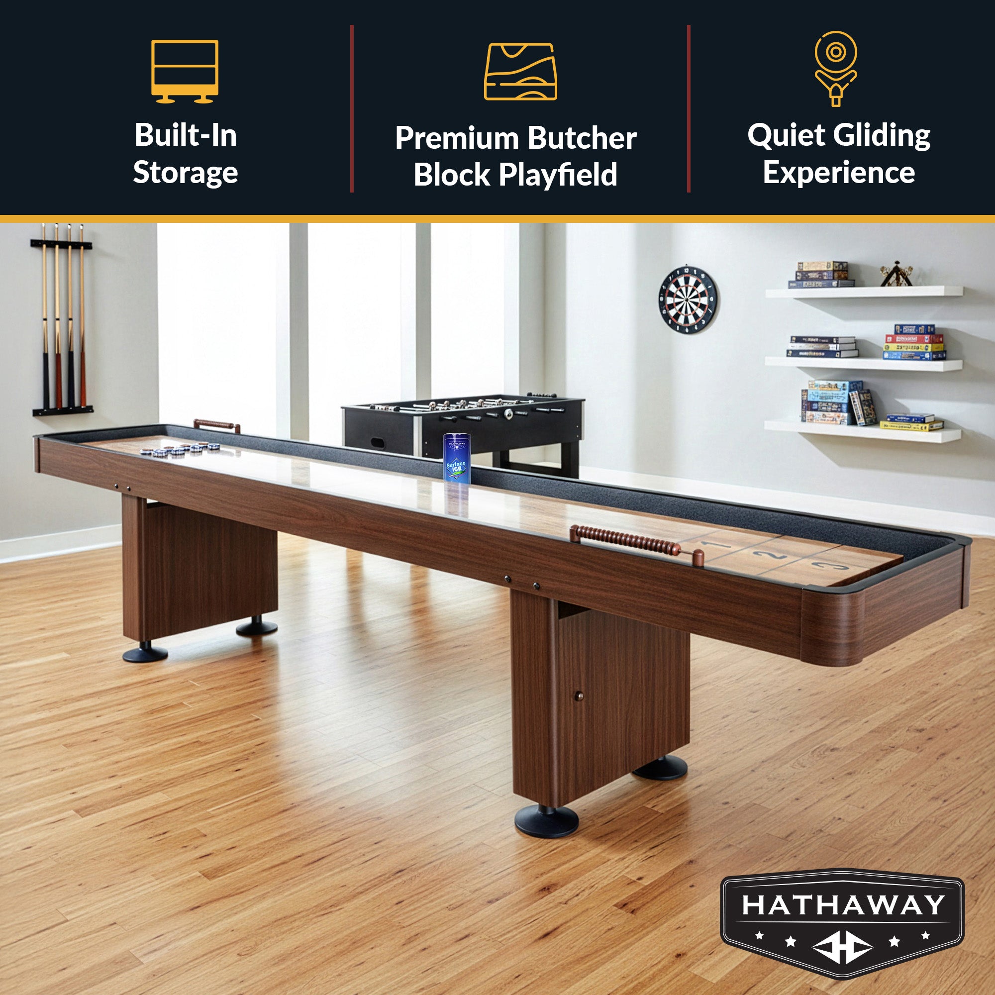 Challenger 12-ft Shuffleboard Table - Walnut Finish - image 3