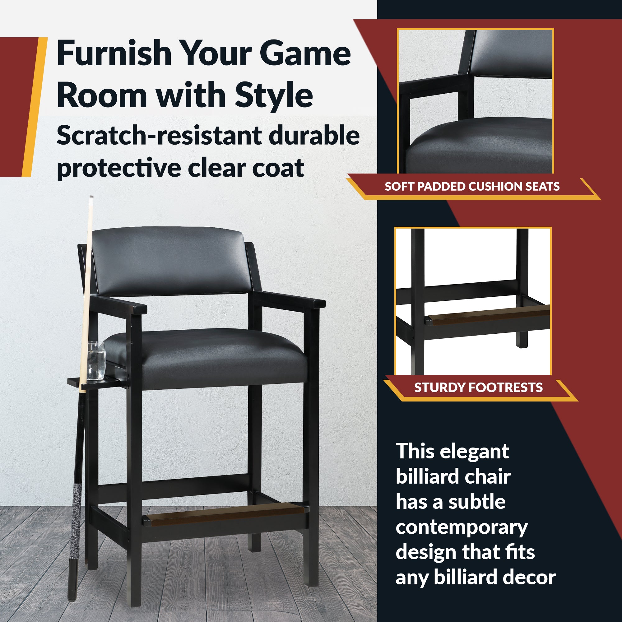 Cambridge 30-in High Top Spectator Chair - Black - image 8