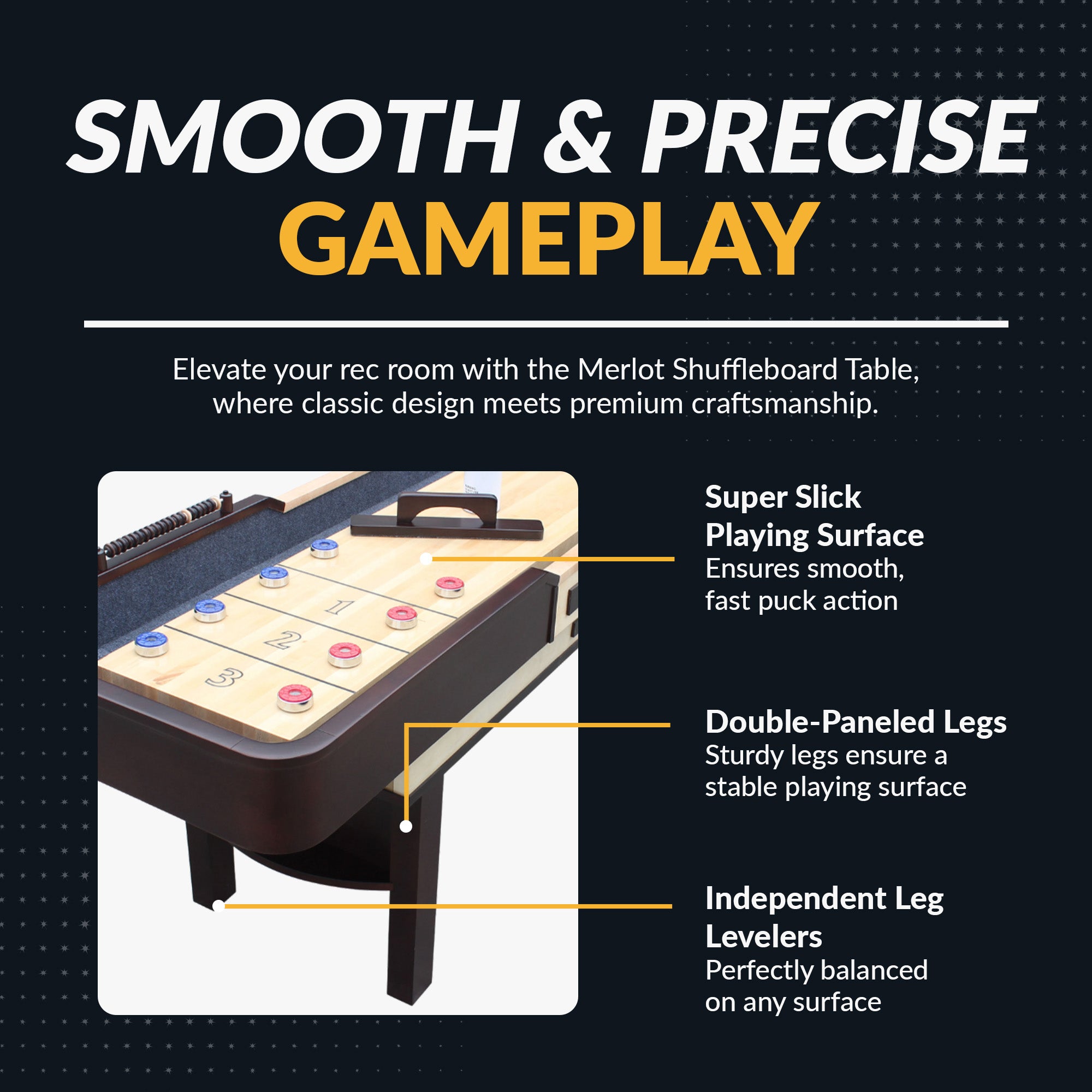 Merlot 12-ft Shuffleboard Table - Espresso Finish - image 3