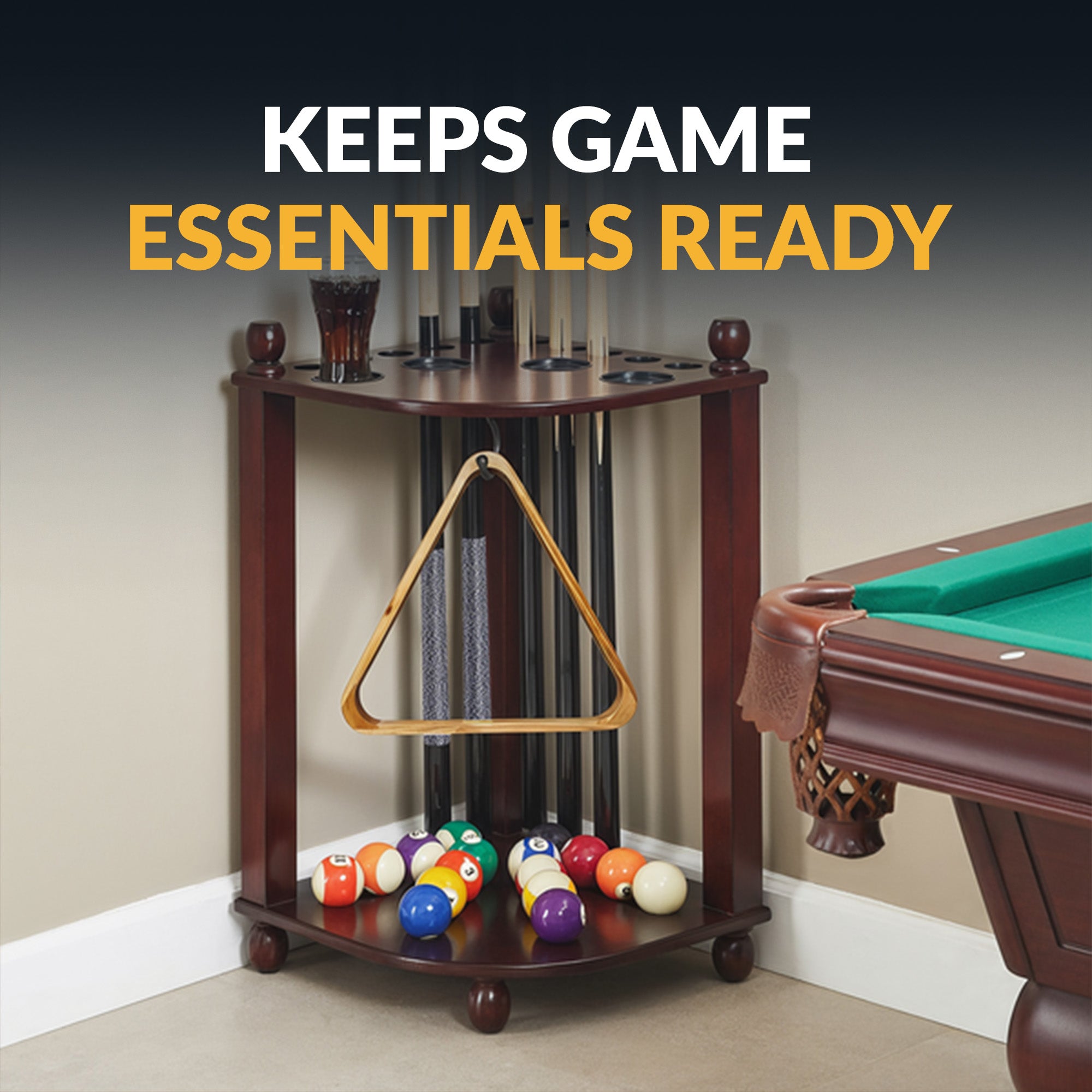 Regent 28-in Corner Floor Billiard Cue Rack - Mahogany Finish - image 7