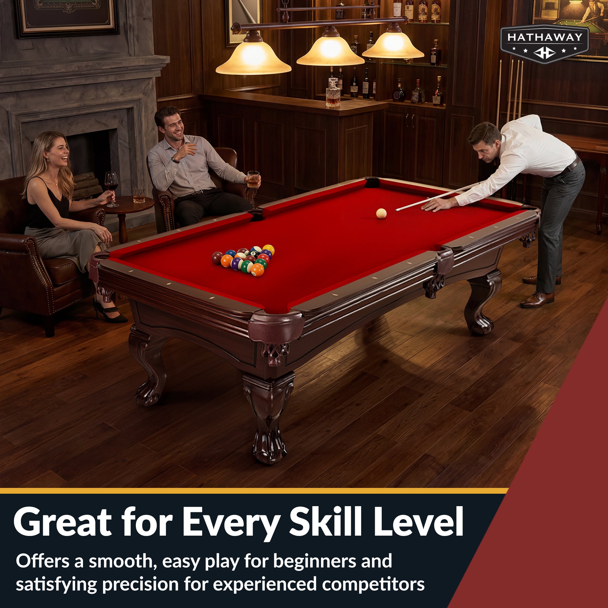 Augusta 8-ft Pool Table - Mahogany Finish with Red Felt - image 8