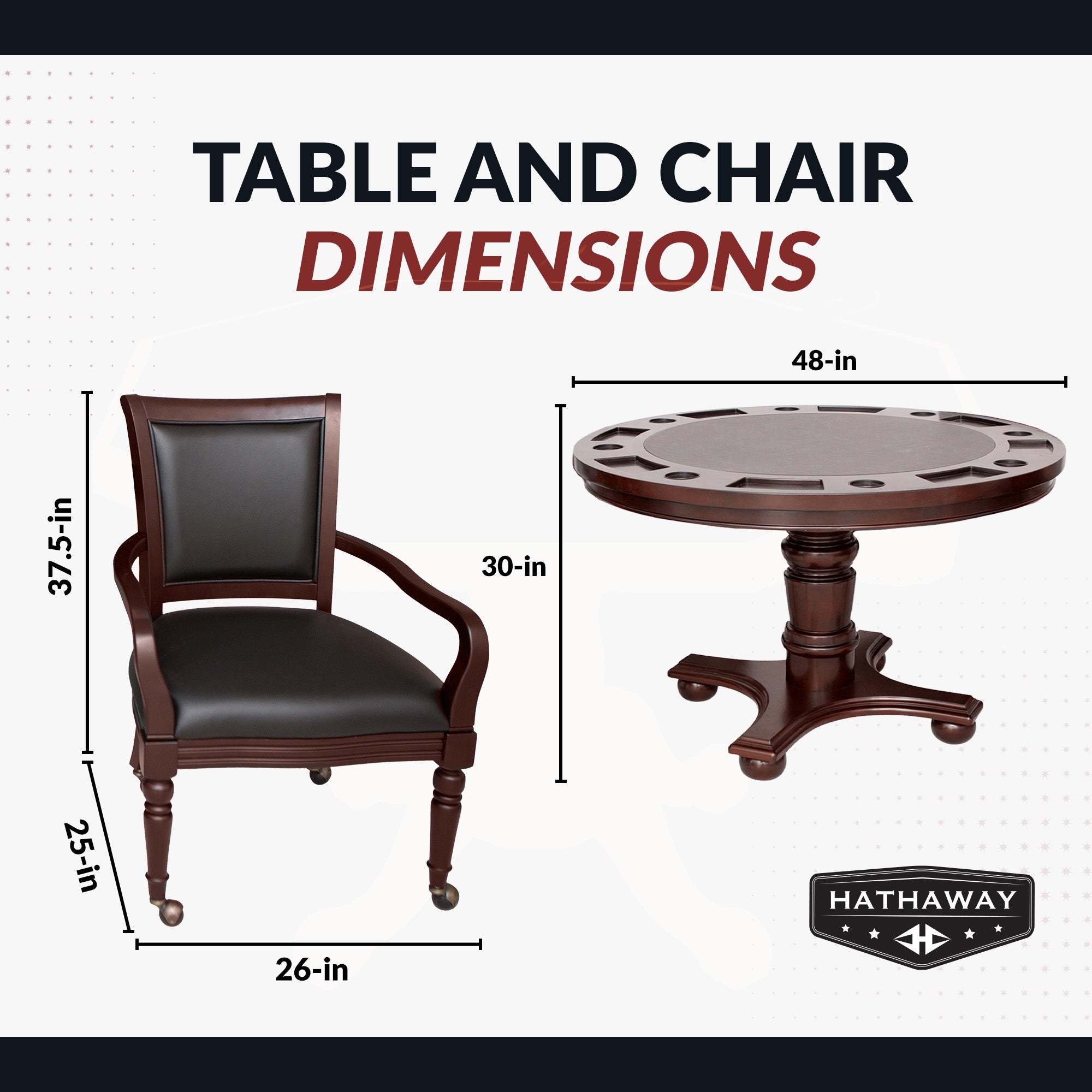 Bridgeport 48-in Poker Table and Dining Top with 4 Arm Chairs - Walnut Finish - image 3