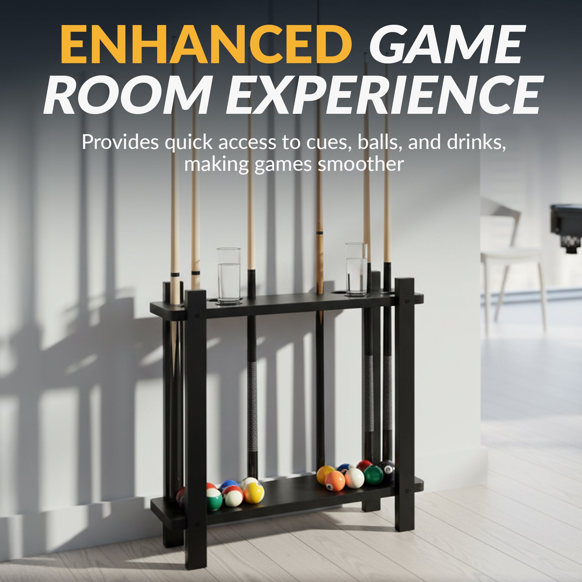 Classic 28-in Floor Billiard Cue Rack - Black Finish - image 8