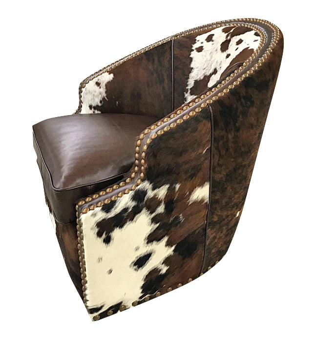 Bronco Barrel Western Cowhide Chair