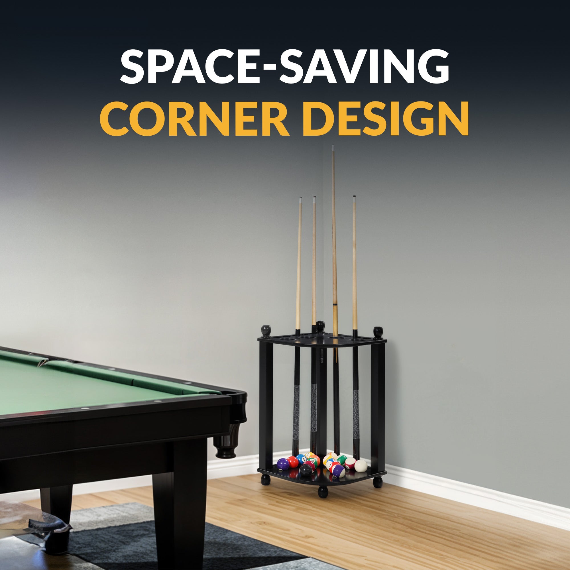 Regent 28-in Corner Floor Billiard Cue Rack - Black Finish - image 3