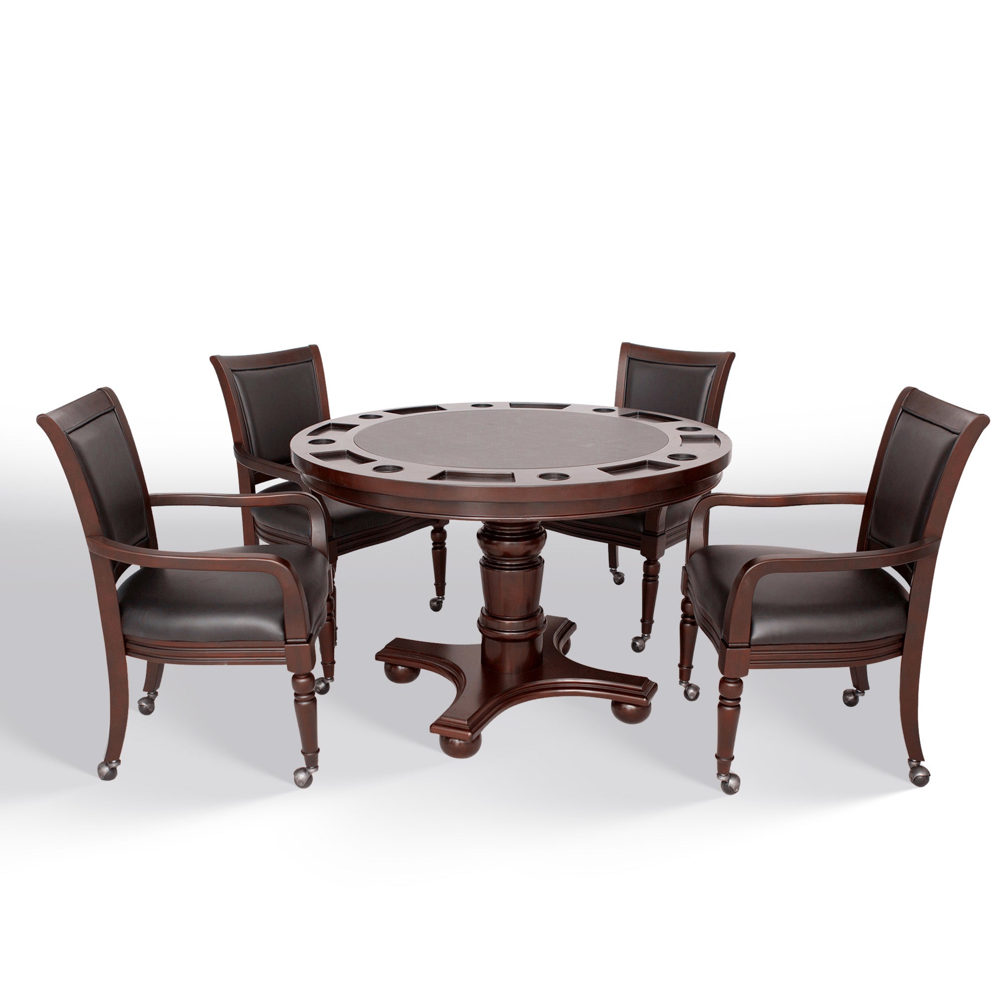 Bridgeport 48-in Poker Table and Dining Top with 4 Arm Chairs - Walnut Finish - image 2