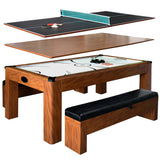 Sherwood 7-ft Air Hockey Table Combo Set with Benches