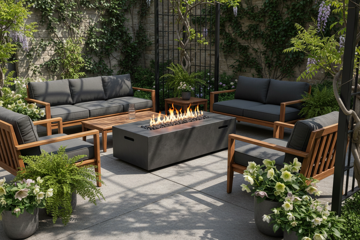 Masculine Spring Scene with Elementi Firepit