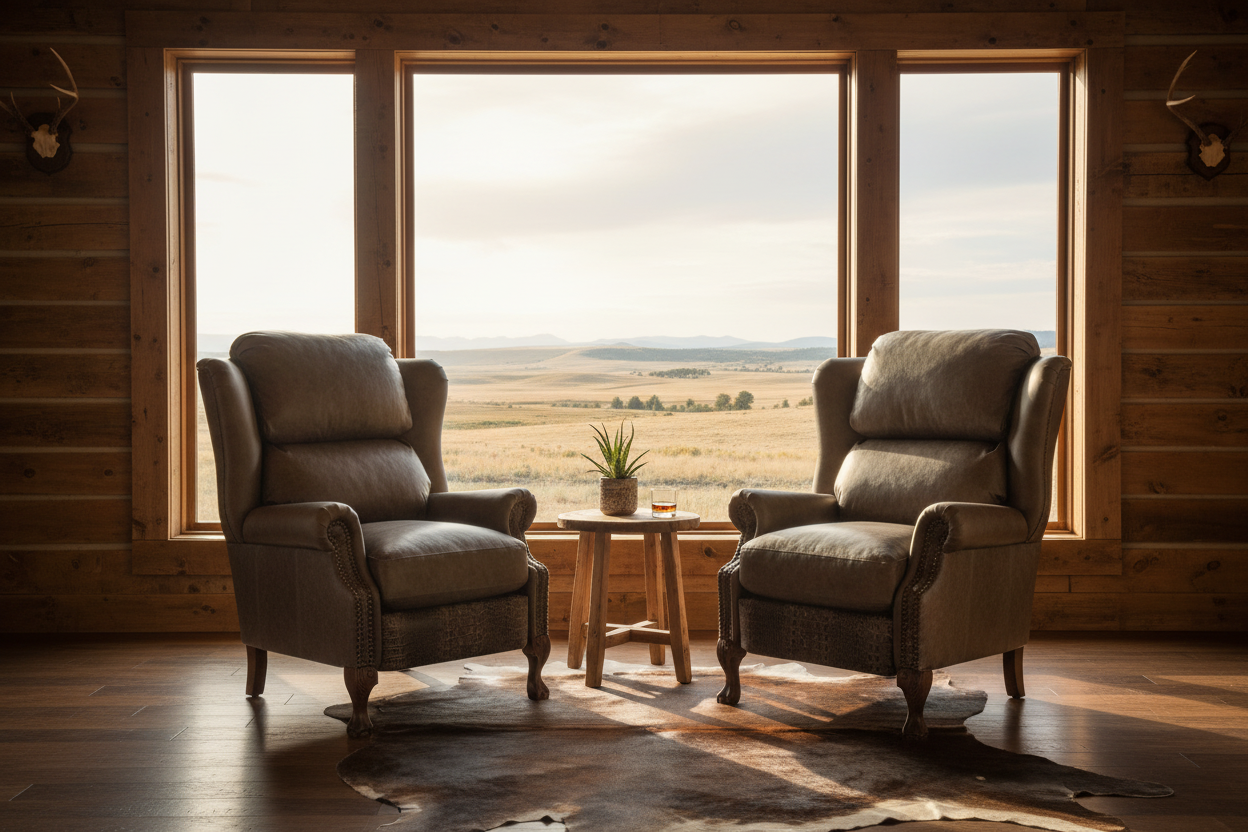 Moss Rock Club Chairs - In Front of Window