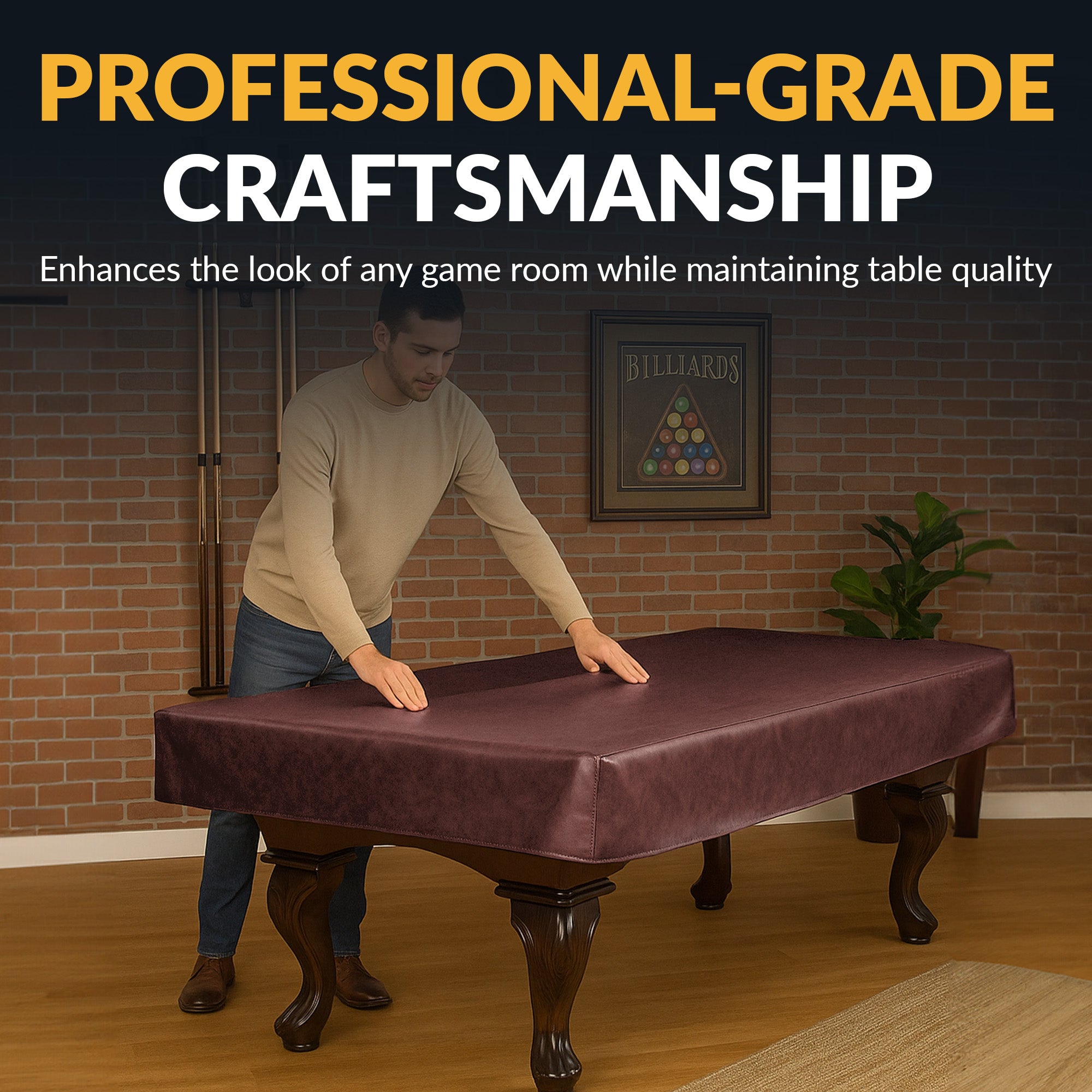 8-ft Billiard Table Cover - Fitted - Brown - image 7