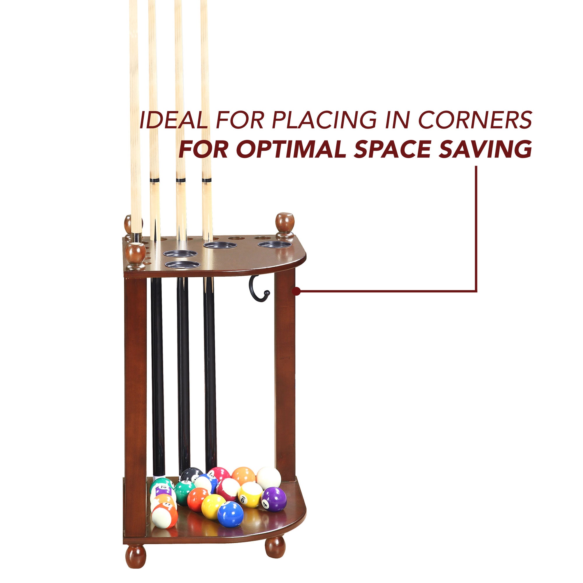 Regent 28-in Corner Floor Billiard Cue Rack - Walnut Finish - image 3