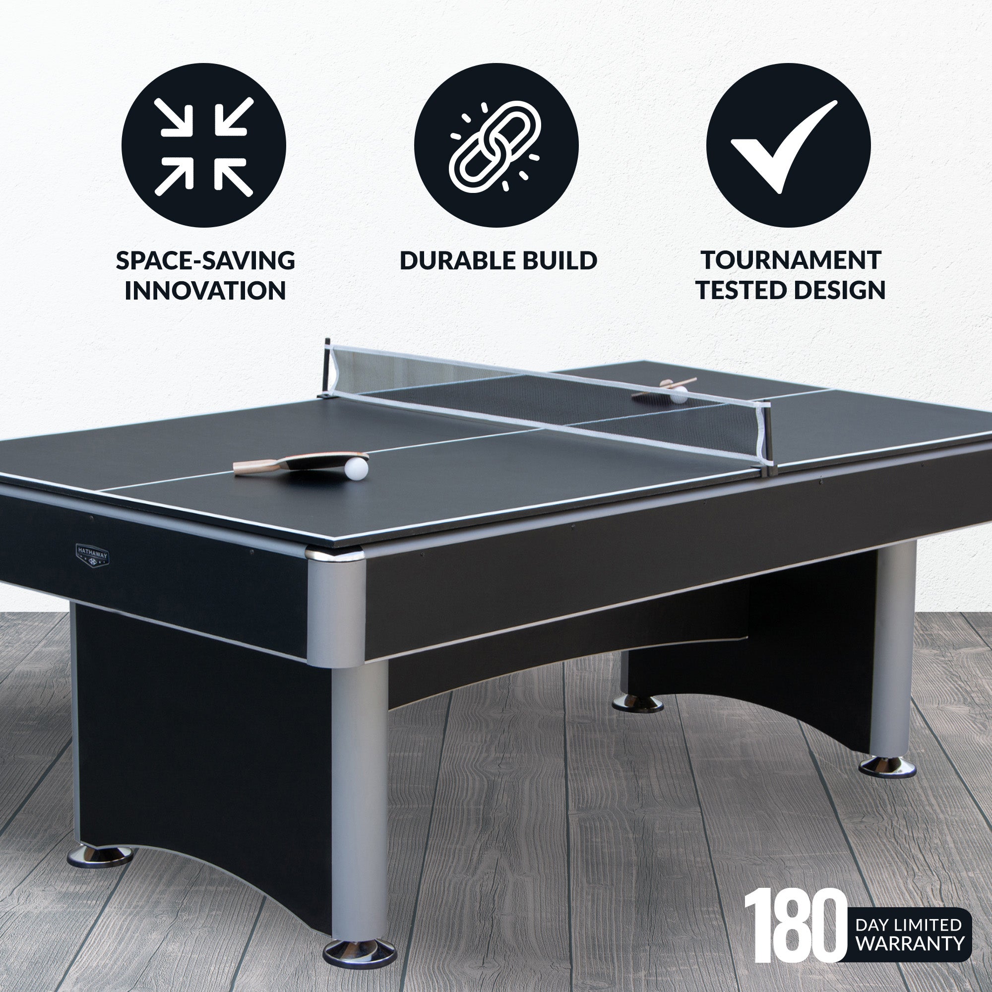 Maverick II 7-ft Pool Table with Table Tennis Top - Black with Blue Felt - image 4