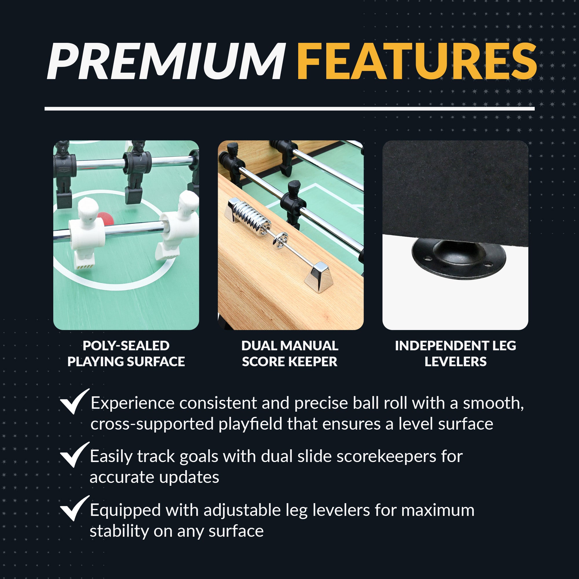 Center Stage Pro Series 59-in Foosball Table - Telescopic Safety Rods - image 6