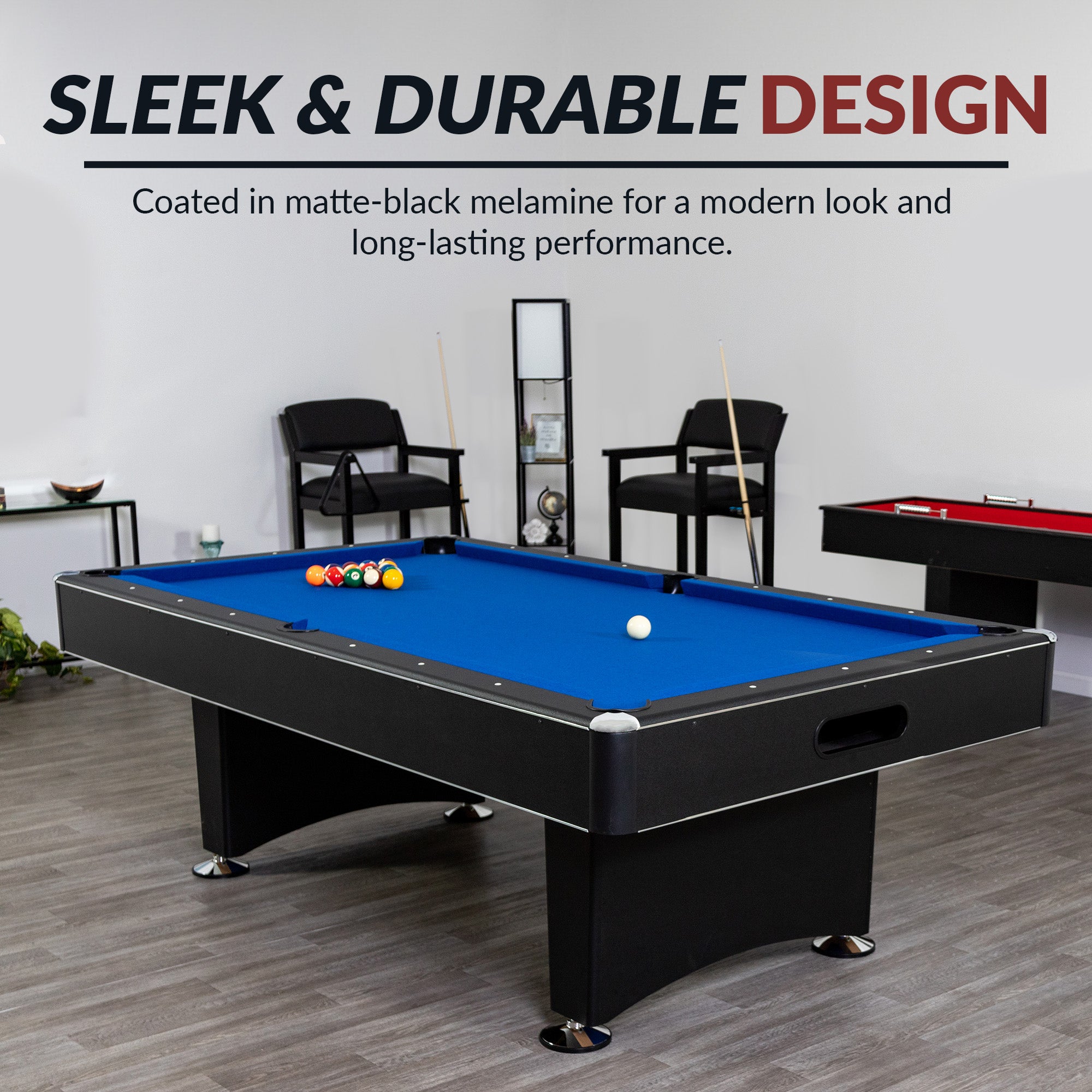 Hustler 8-ft Pool Table with Ball Return - Black with Blue Felt - image 7