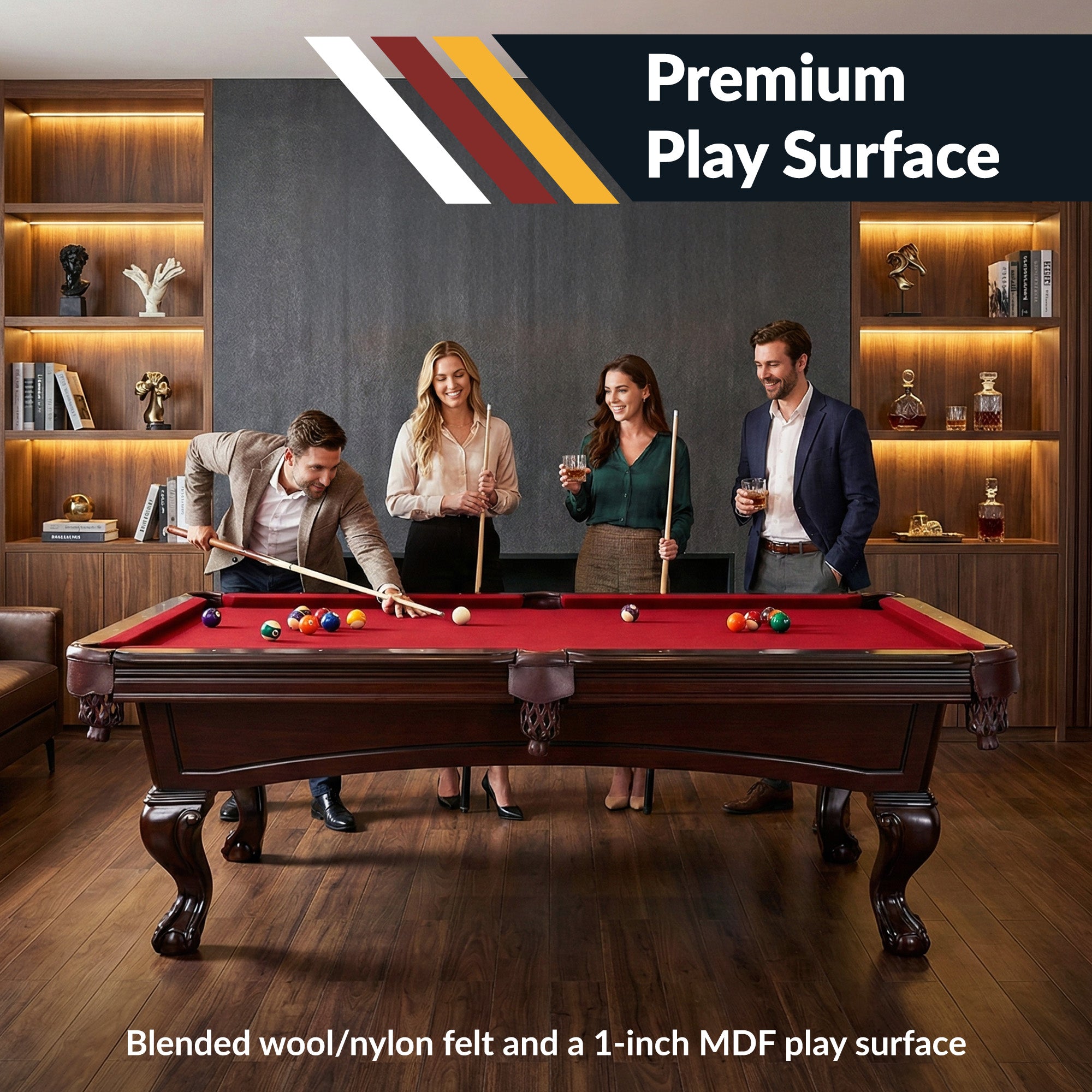 Augusta 8-ft Pool Table - Mahogany Finish with Red Felt - image 6