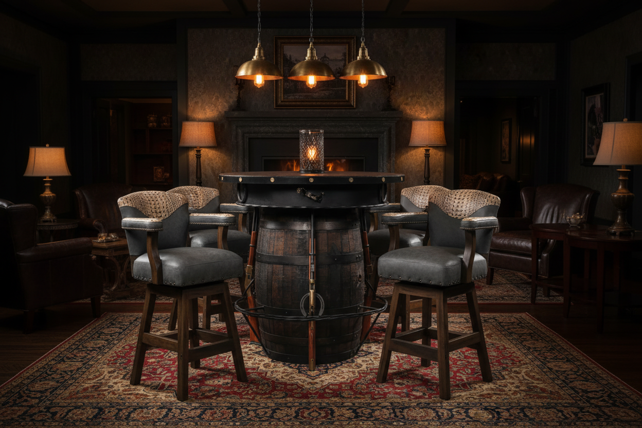 Outlaw Pub Table with 4 Front Range Bar Stools
