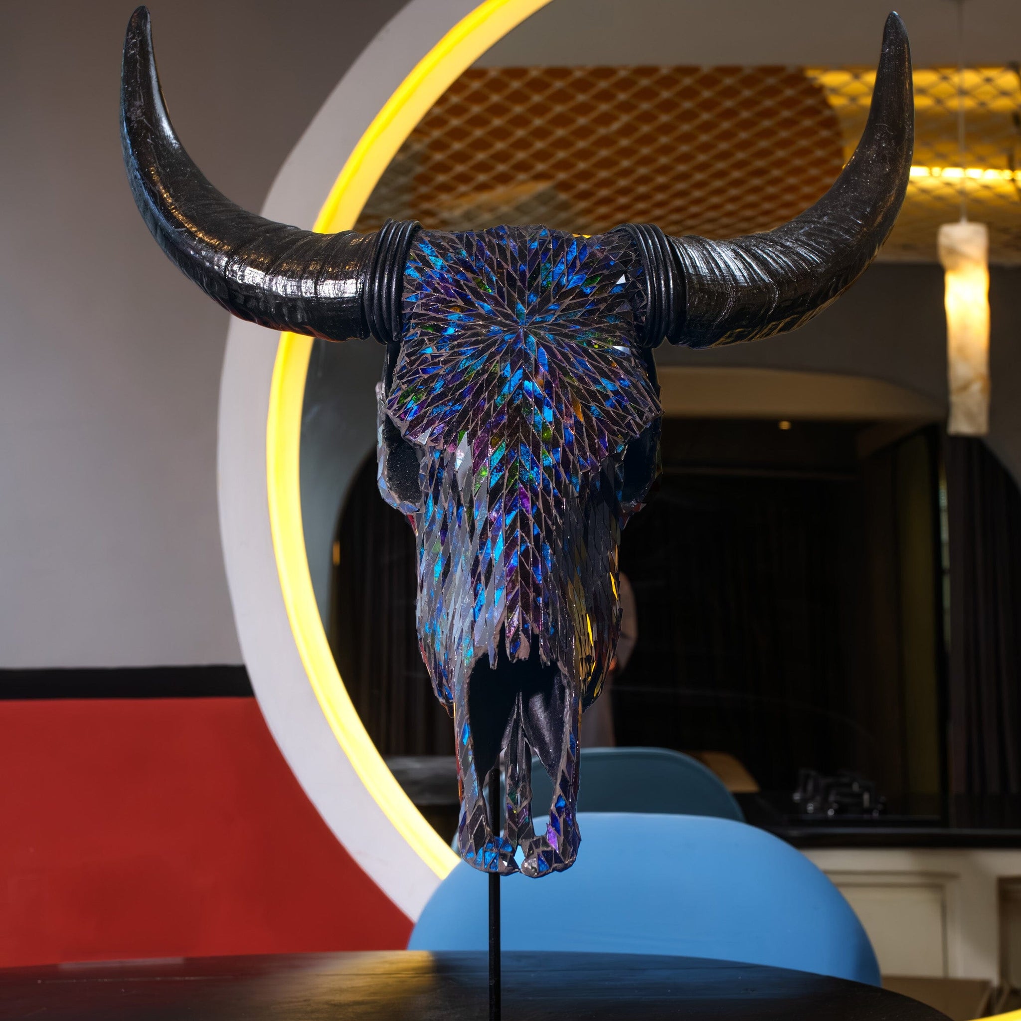 Cow Skull - Blue Mirror // Mosaic Finish