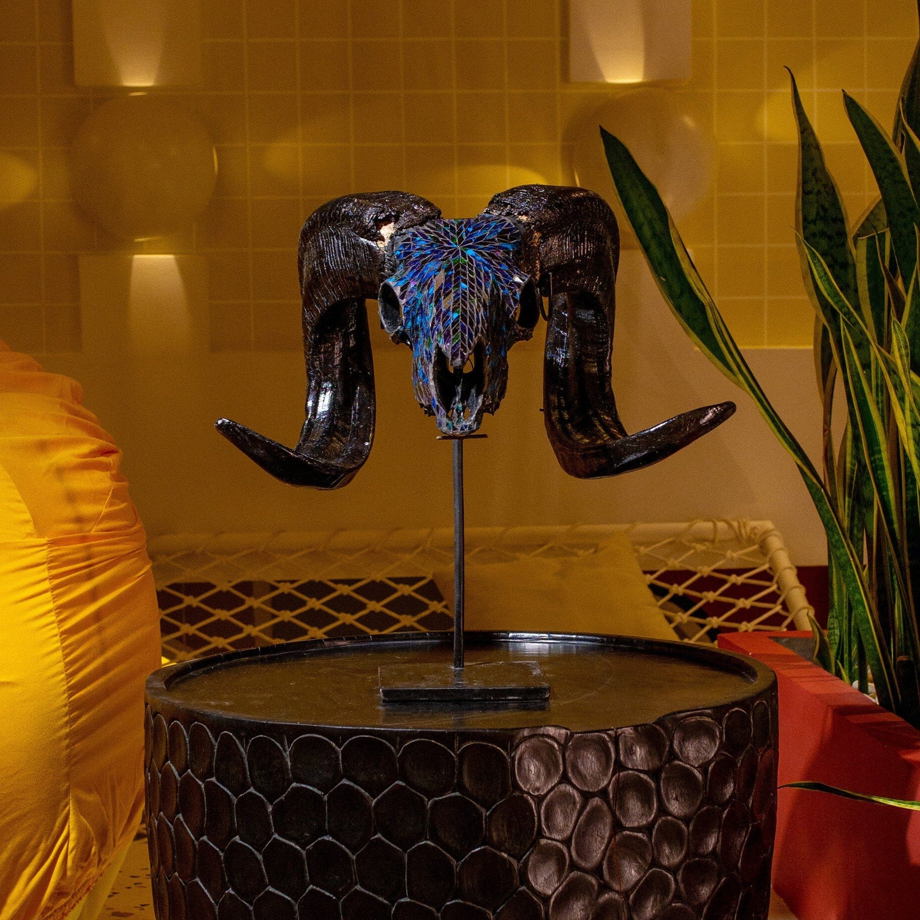 Ram Skull - Blue Mirror // Mosaic Finish