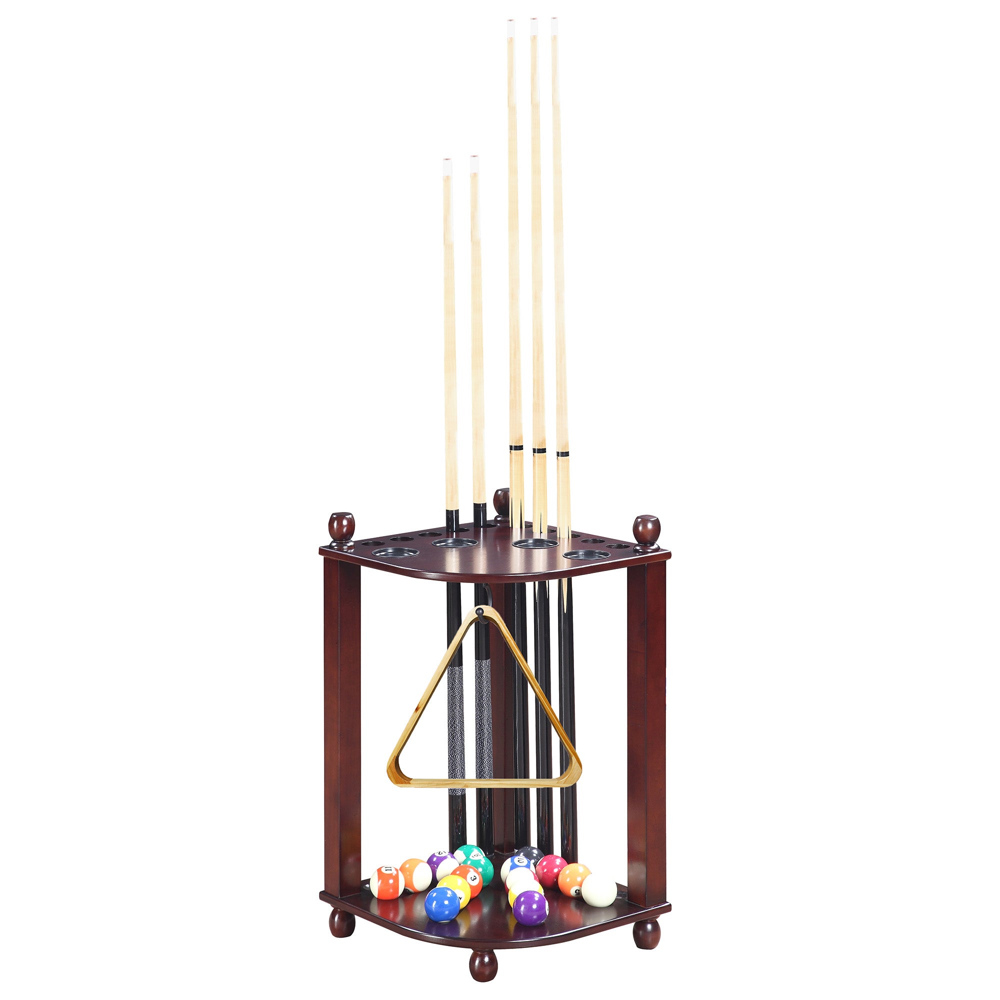 Regent 28-in Corner Floor Billiard Cue Rack - Mahogany Finish