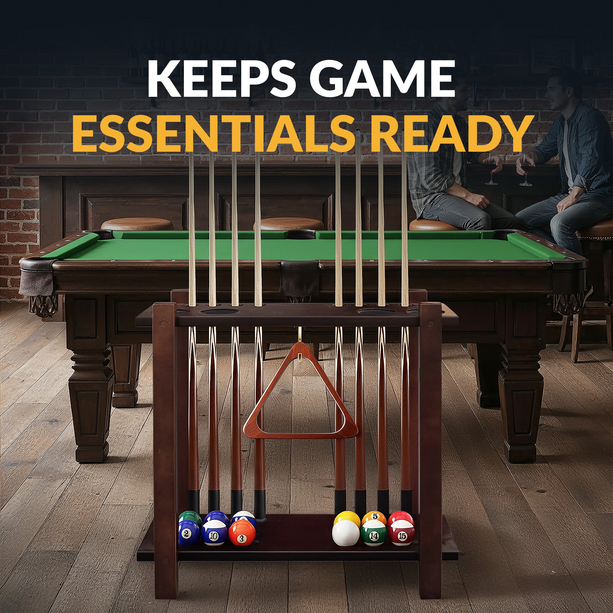 Classic 28-in Floor Billiard Cue Rack - Mahogany Finish - image 7