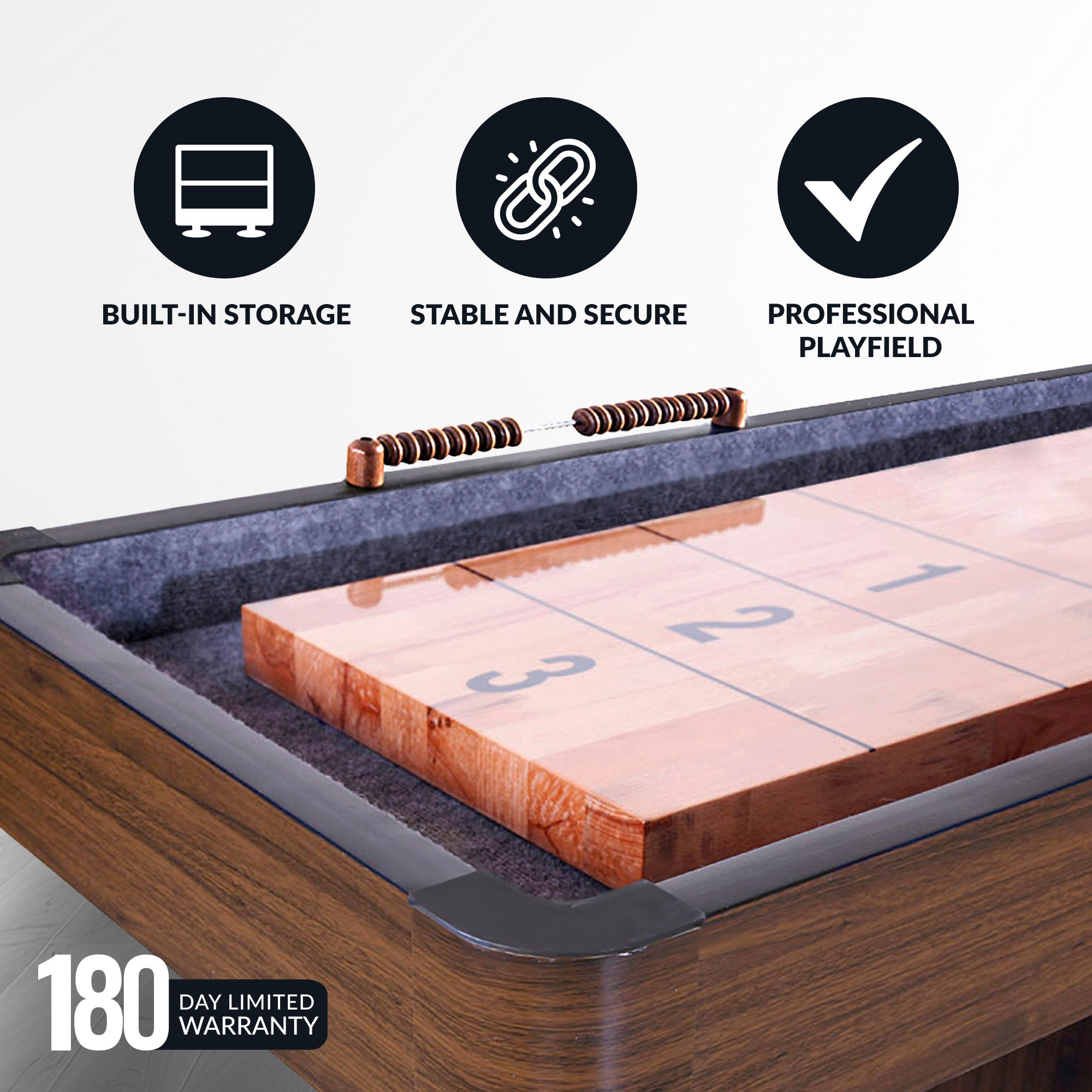 Challenger 9-ft Shuffleboard Table - Walnut Finish - image 4