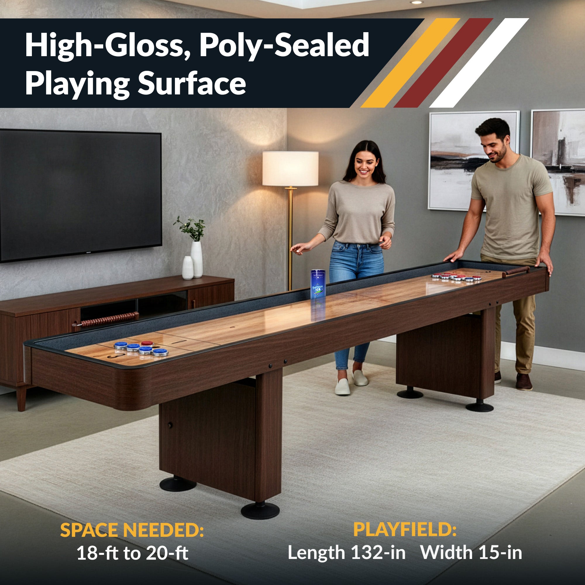 Challenger 12-ft Shuffleboard Table - Walnut Finish - image 6