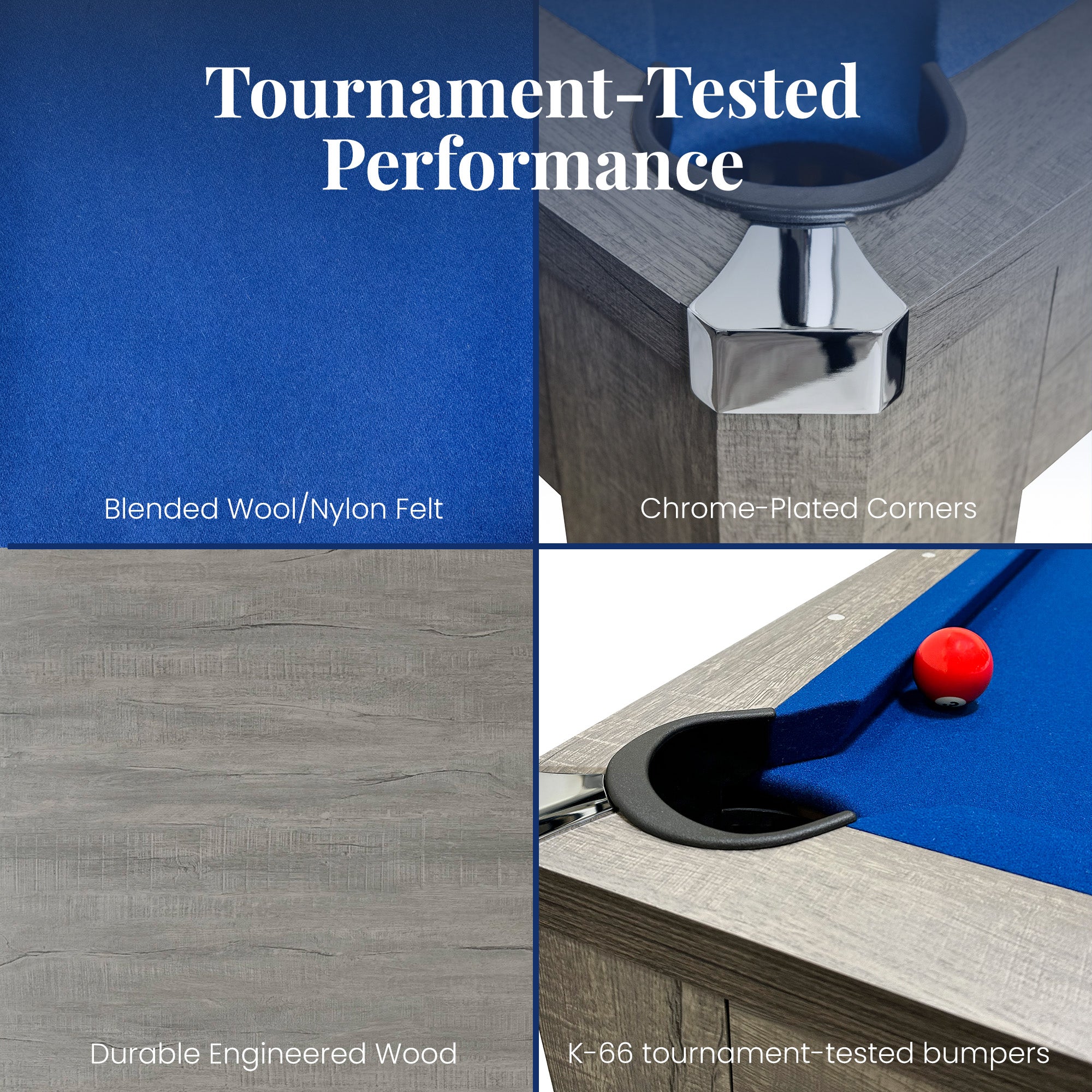 Newport 7-ft Pool Table Combo Set with Benches - Rustic Grey with Blue Felt - image 5