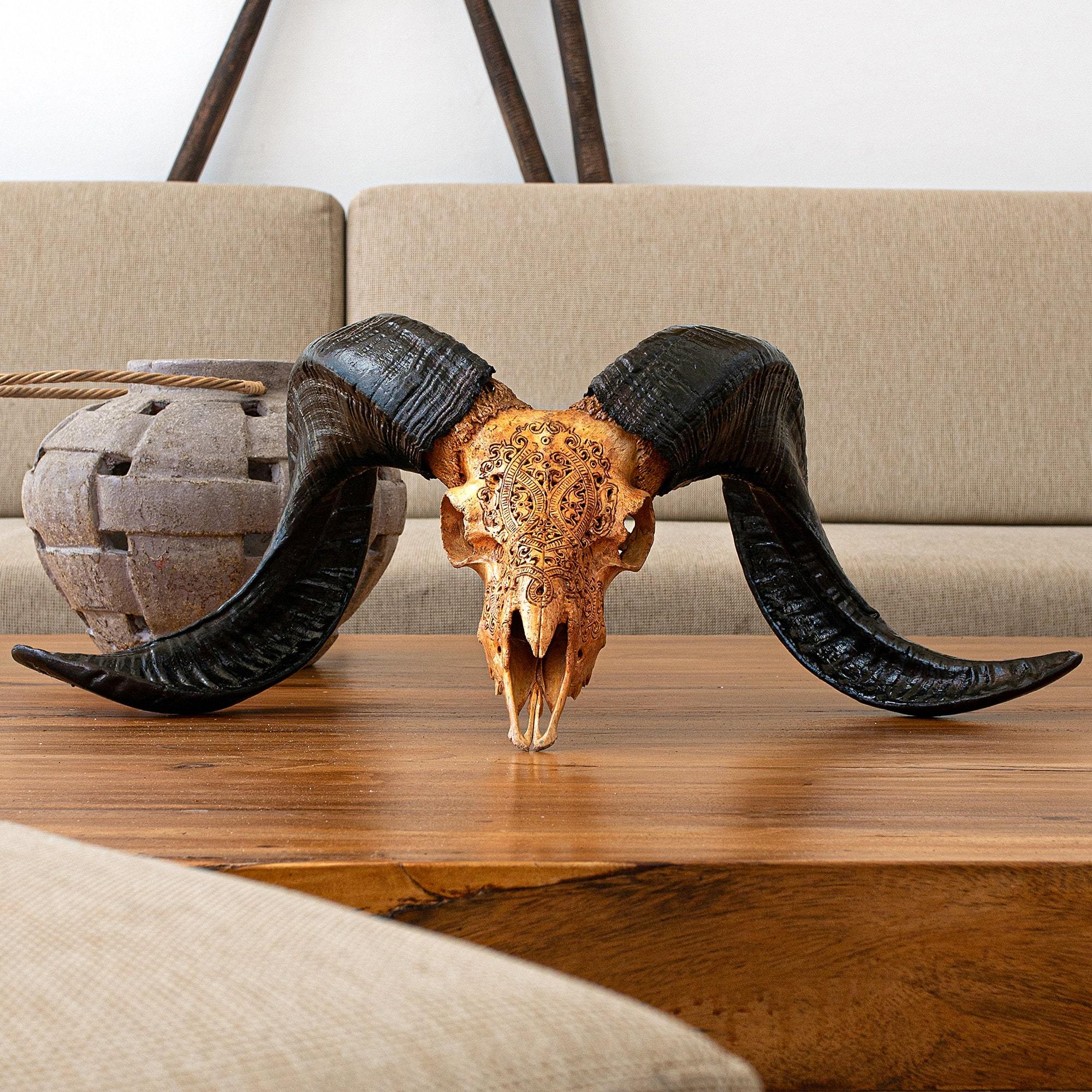 Hand Carved Ram Skull - Antique Phantom