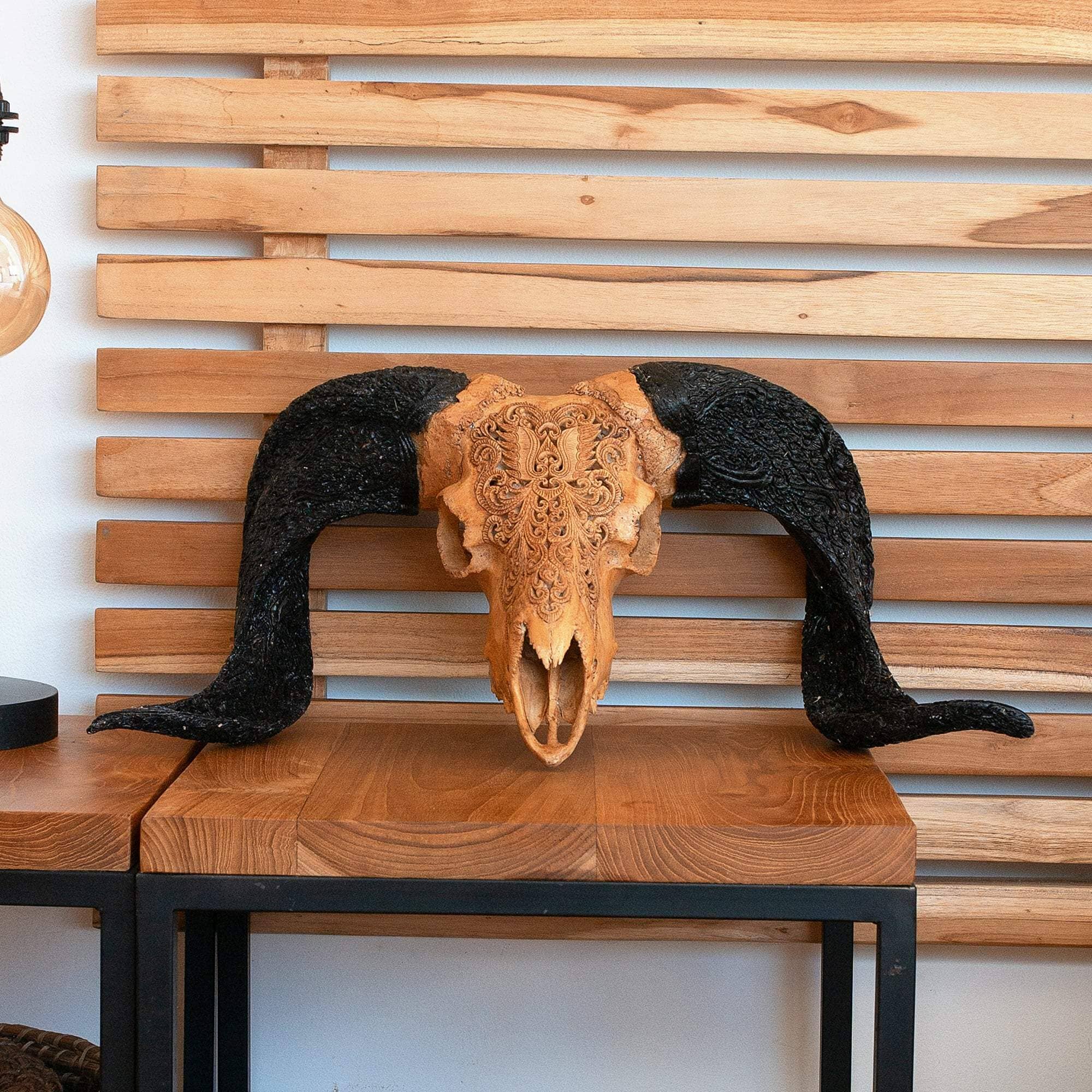 Hand Carved Ram Skull - Antique Phoenix