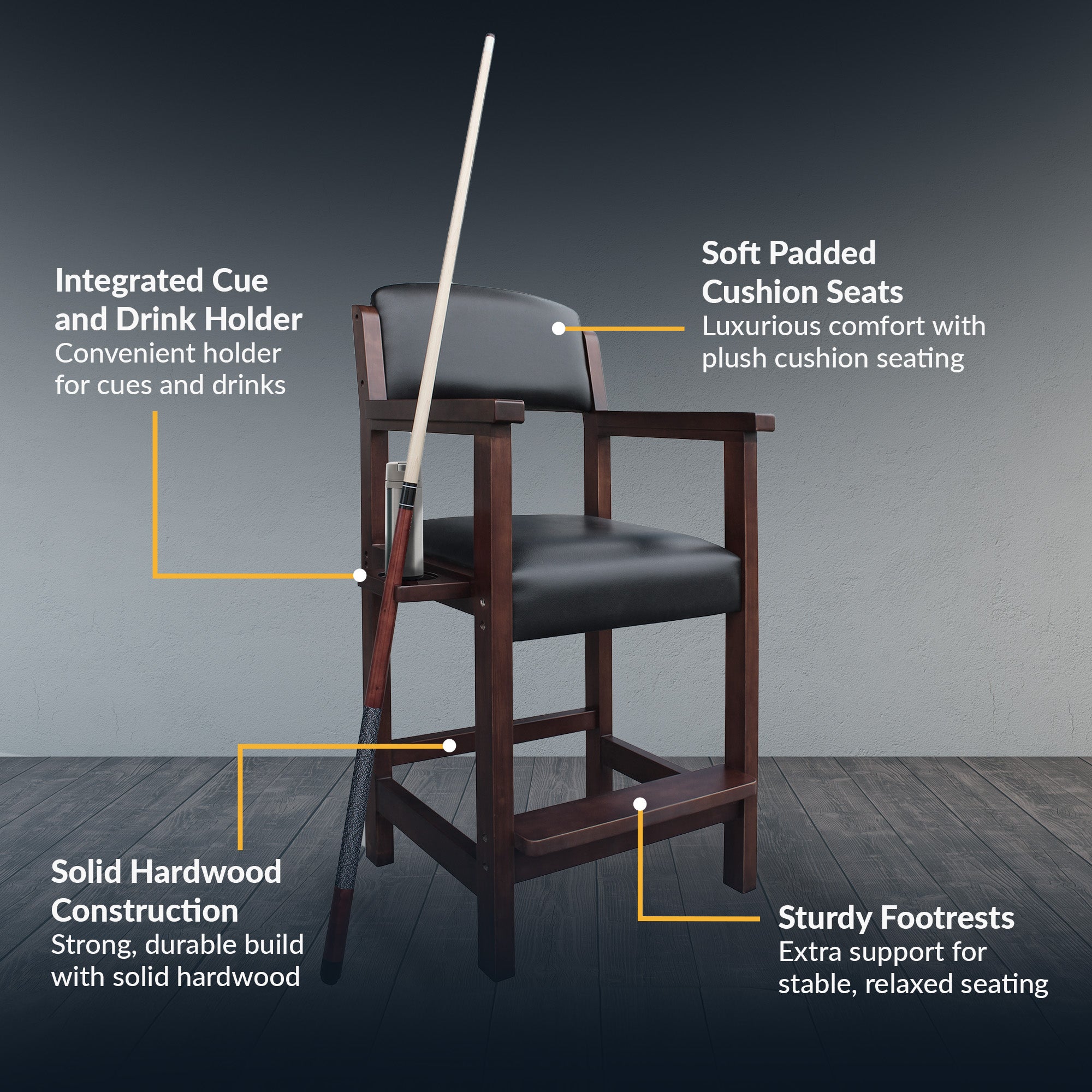 Cambridge 30-in High Top Spectator Chair - Walnut Finish - image 4