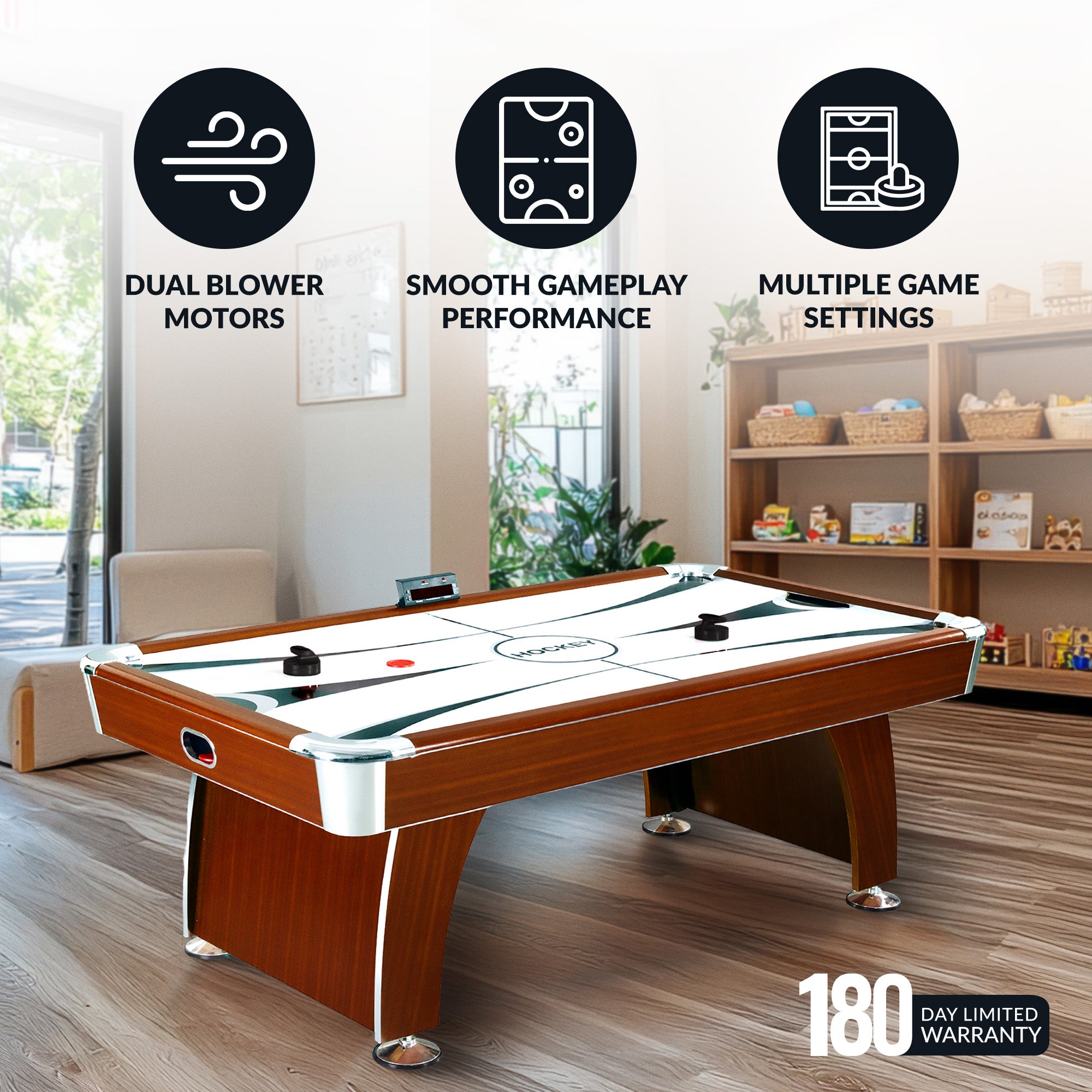 Brentwood 90-in Air Hockey Table with LED Scoring and Sound - image 5