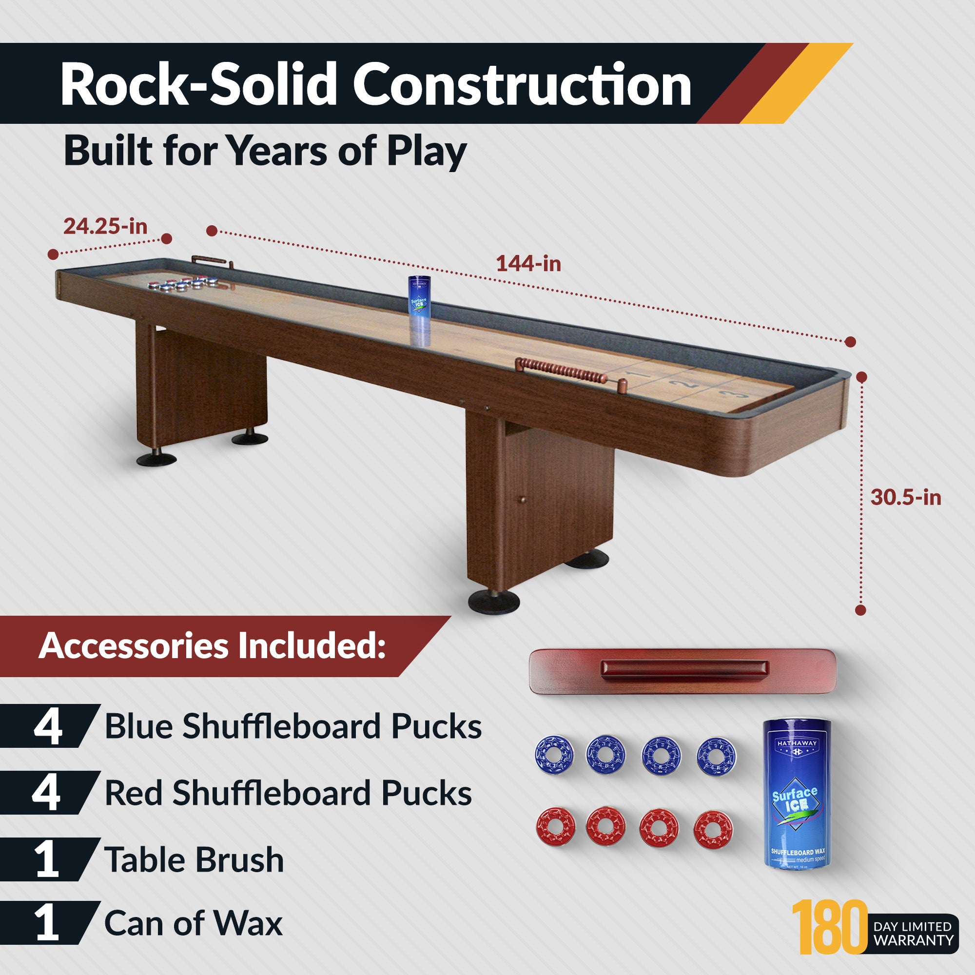 Challenger 12-ft Shuffleboard Table - Walnut Finish - image 4
