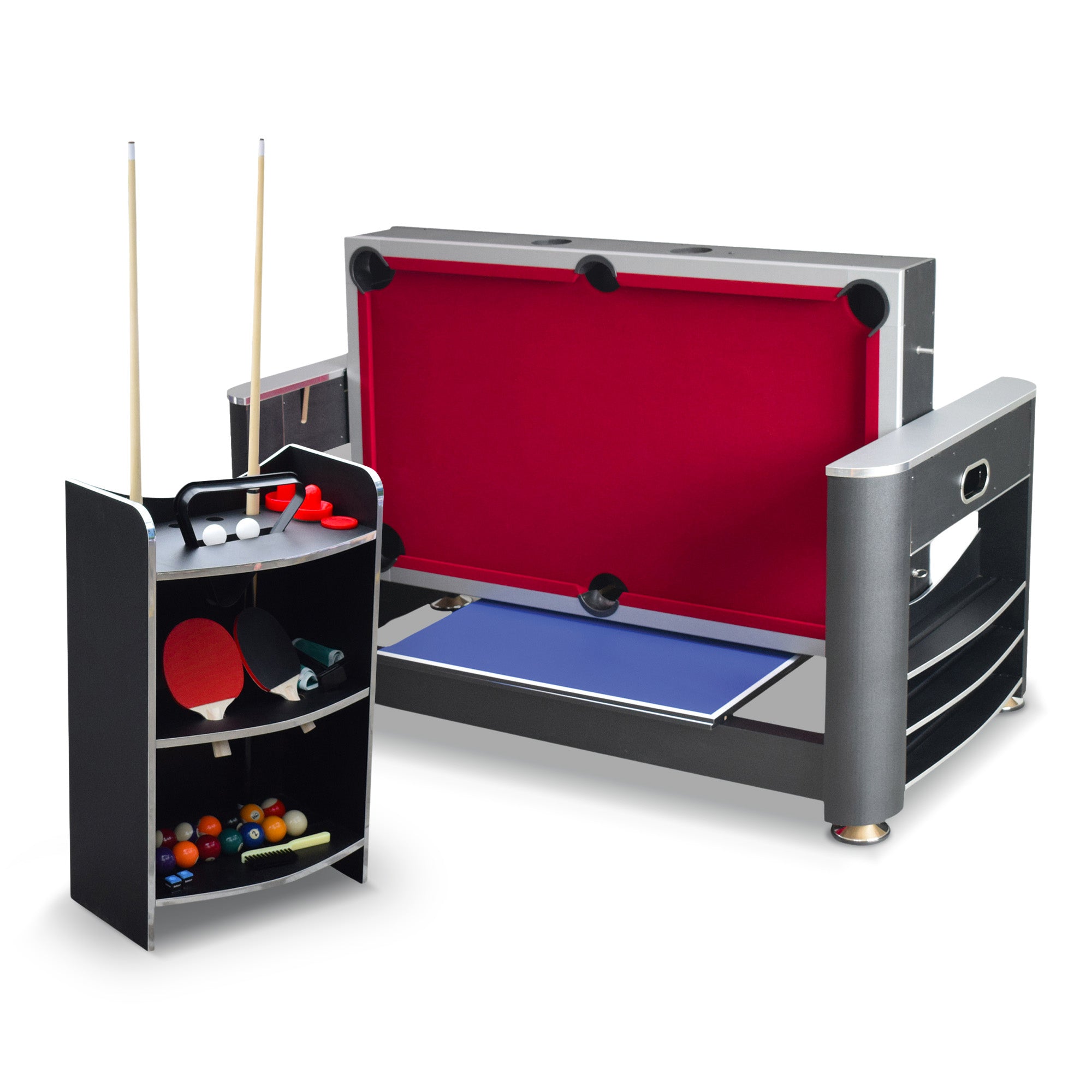 Triple Threat 6-ft Air Hockey 3-in-1 Rotating Multi-Game Table and Cabinet - image 2