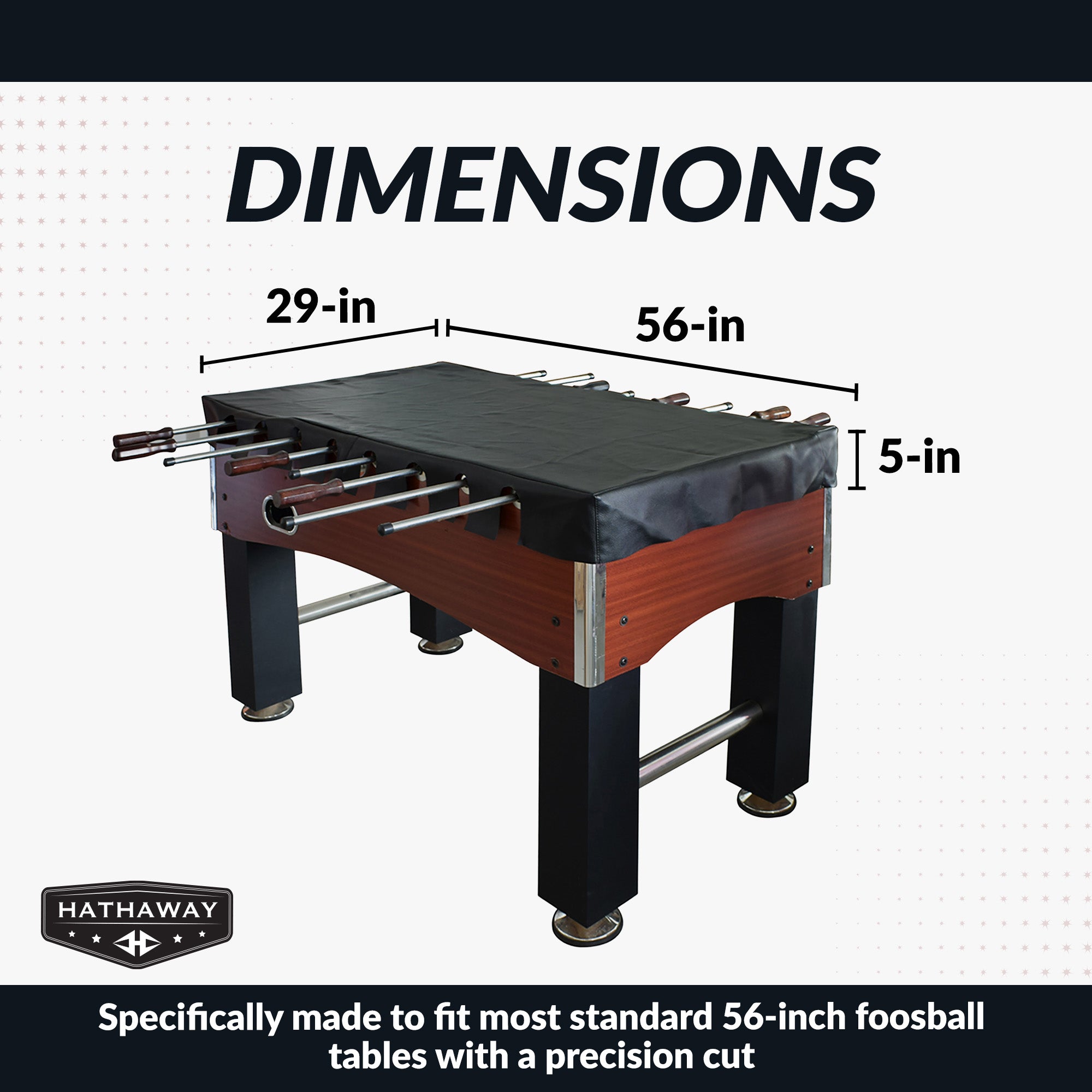 56-in Foosball Table Cover - Fitted - Black - image 3