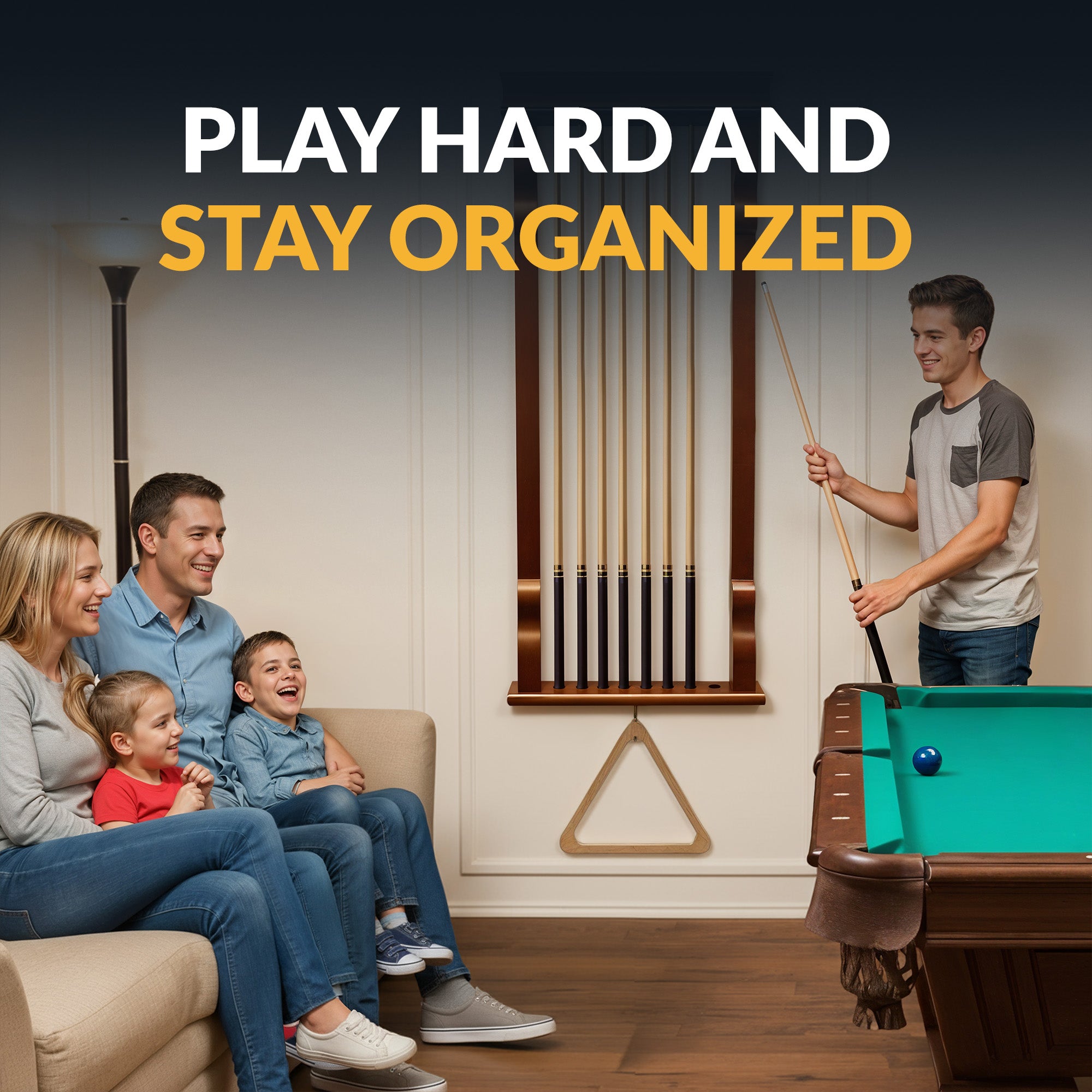 Vintage Wall Billiard Cue Rack - Walnut Finish - image 5