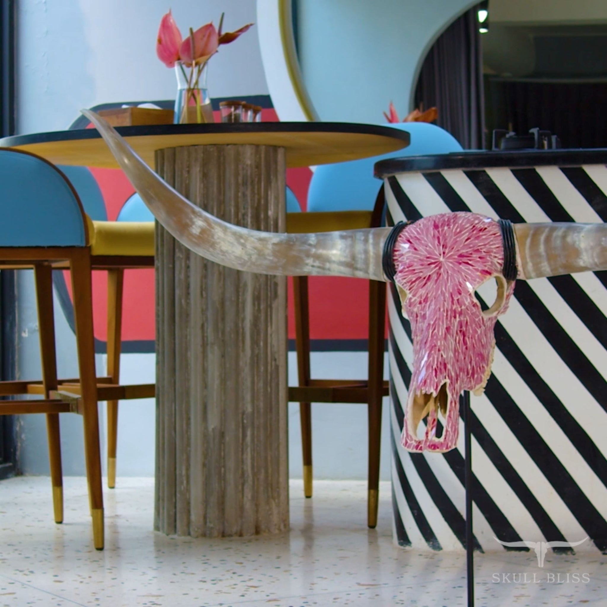 Longhorn Skull // XL Horns - Pink Mirror // Mosaic Finish