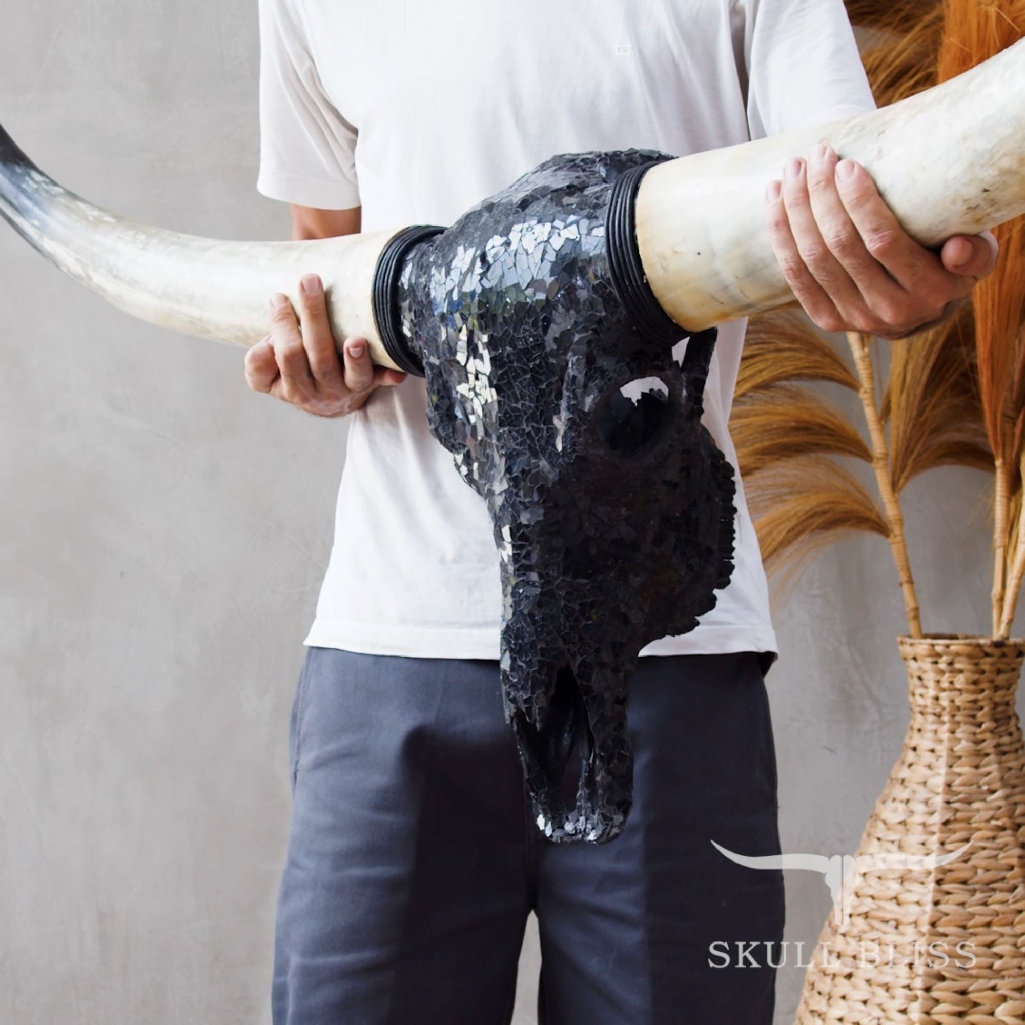 Longhorn Skull - Black Mirror // Mosaic Finish