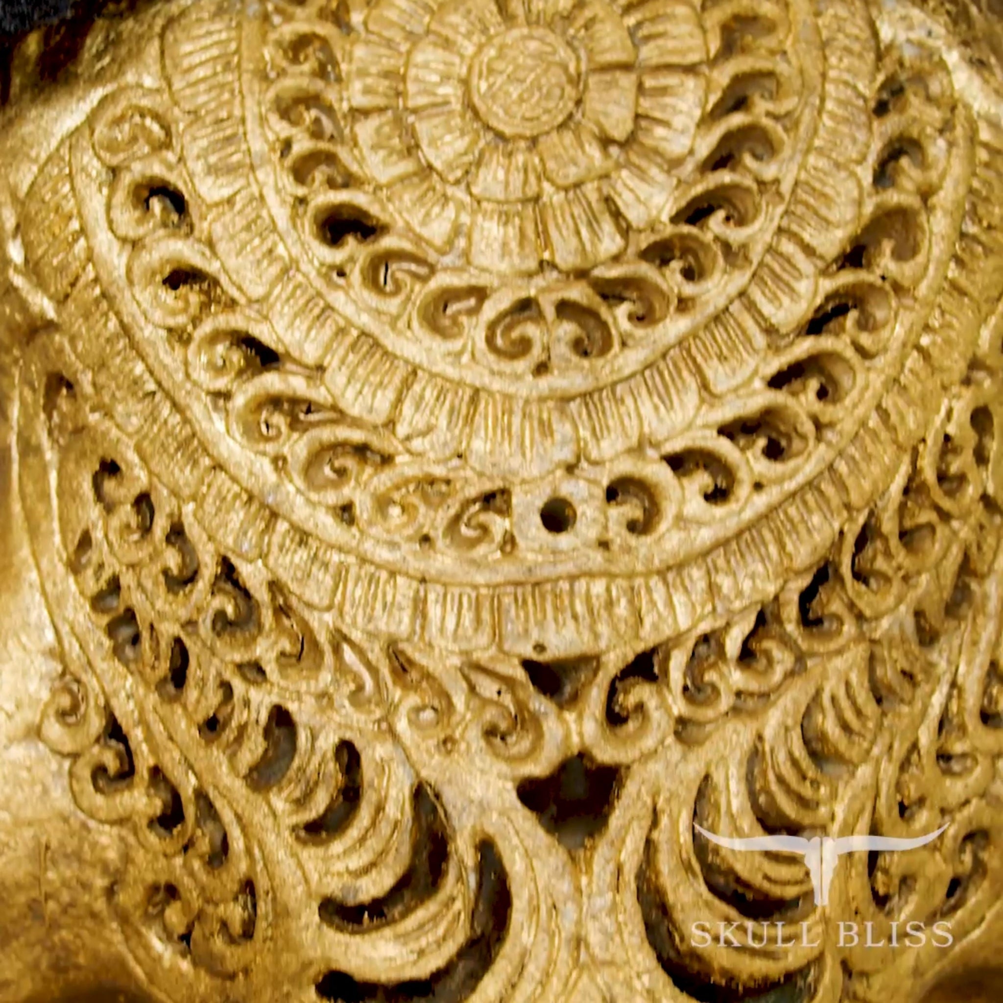 Hand Carved Ram Skull - Gold Leaf Boho