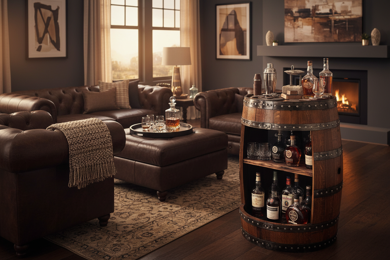 Whiskey Barrel Cabinet Brand Scene